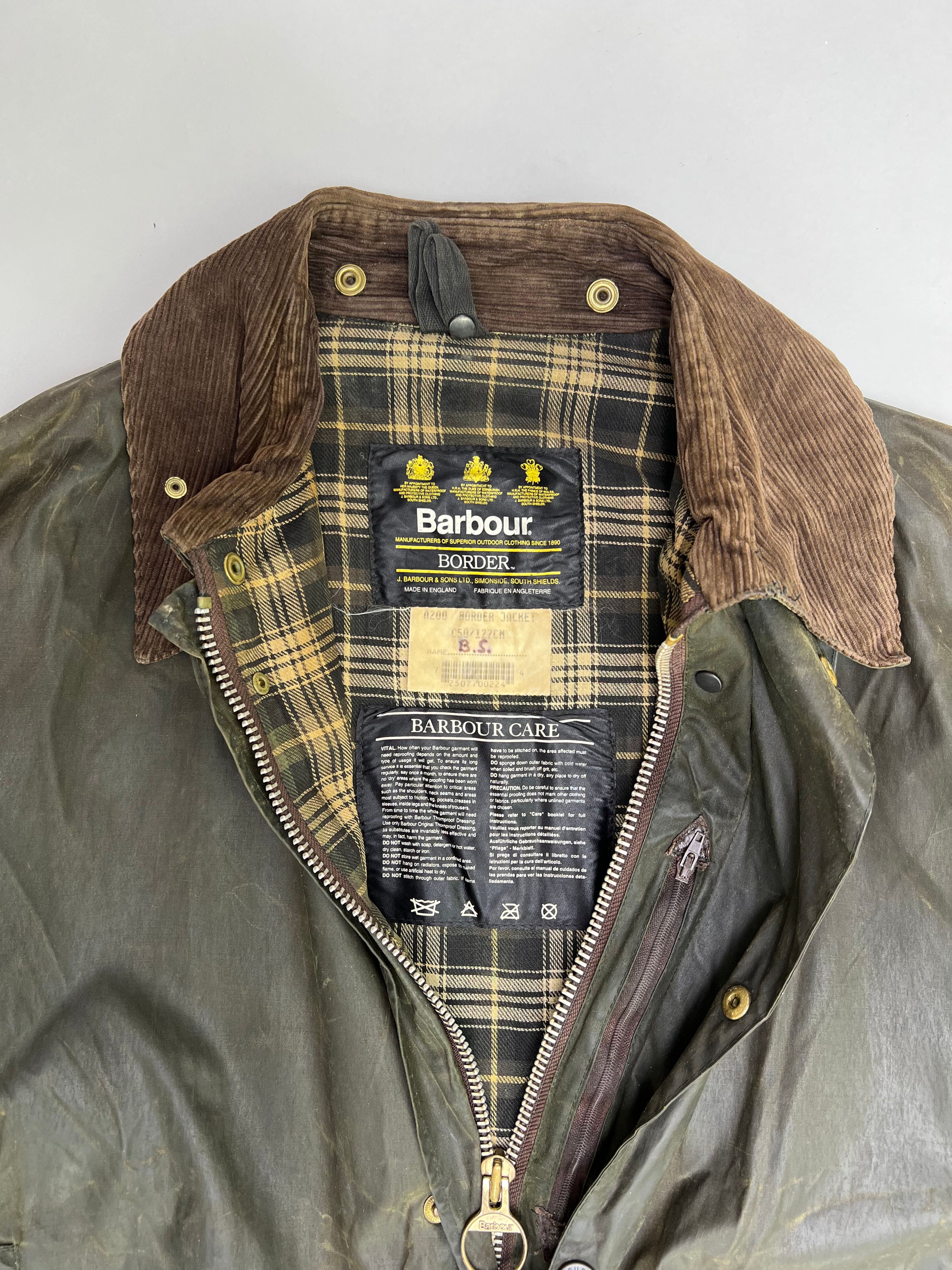 BARBOUR BORDER WAXED JACKET GREEN - XL/XXL