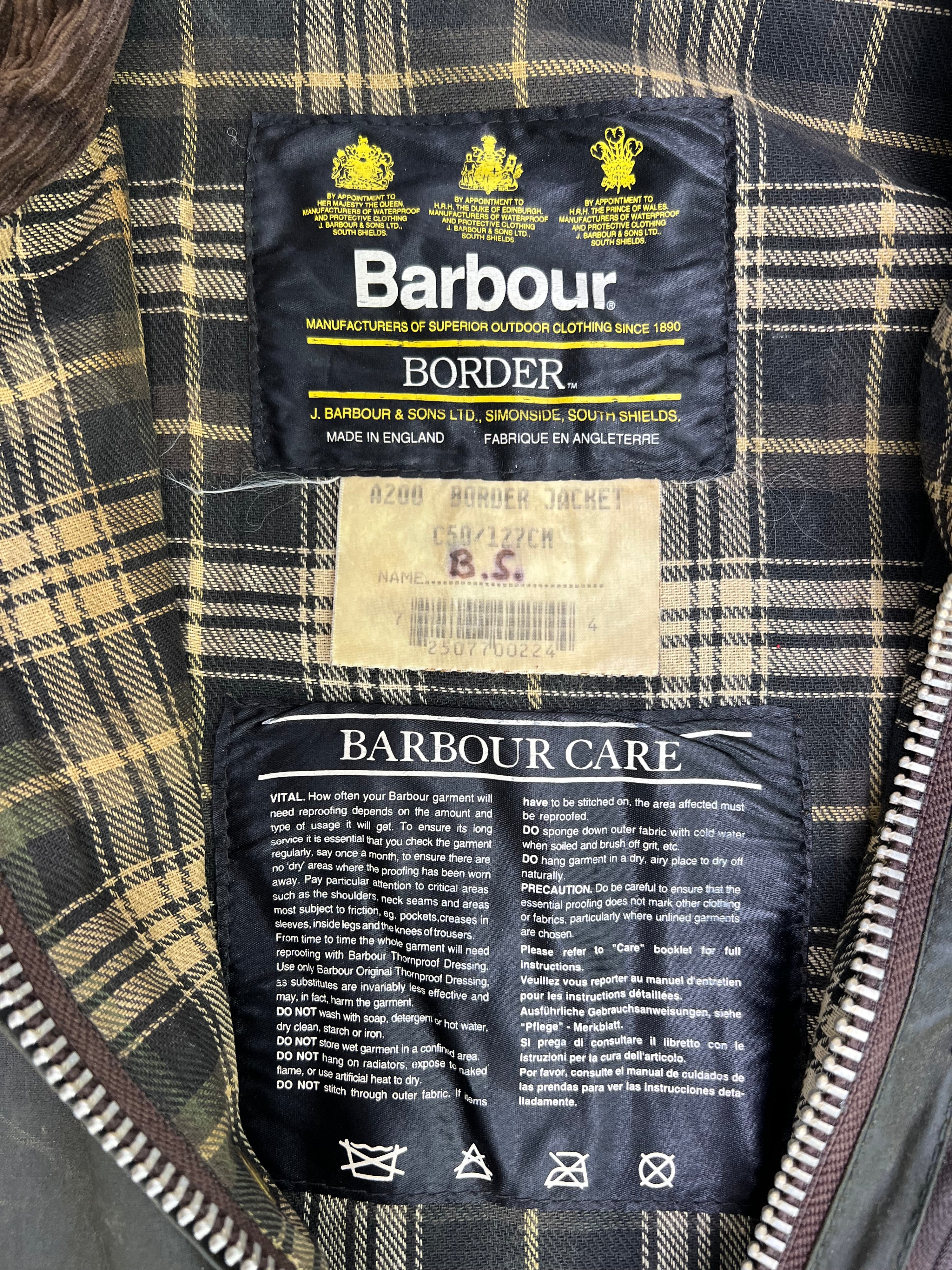 BARBOUR BORDER WAXED JACKET GREEN - XL/XXL