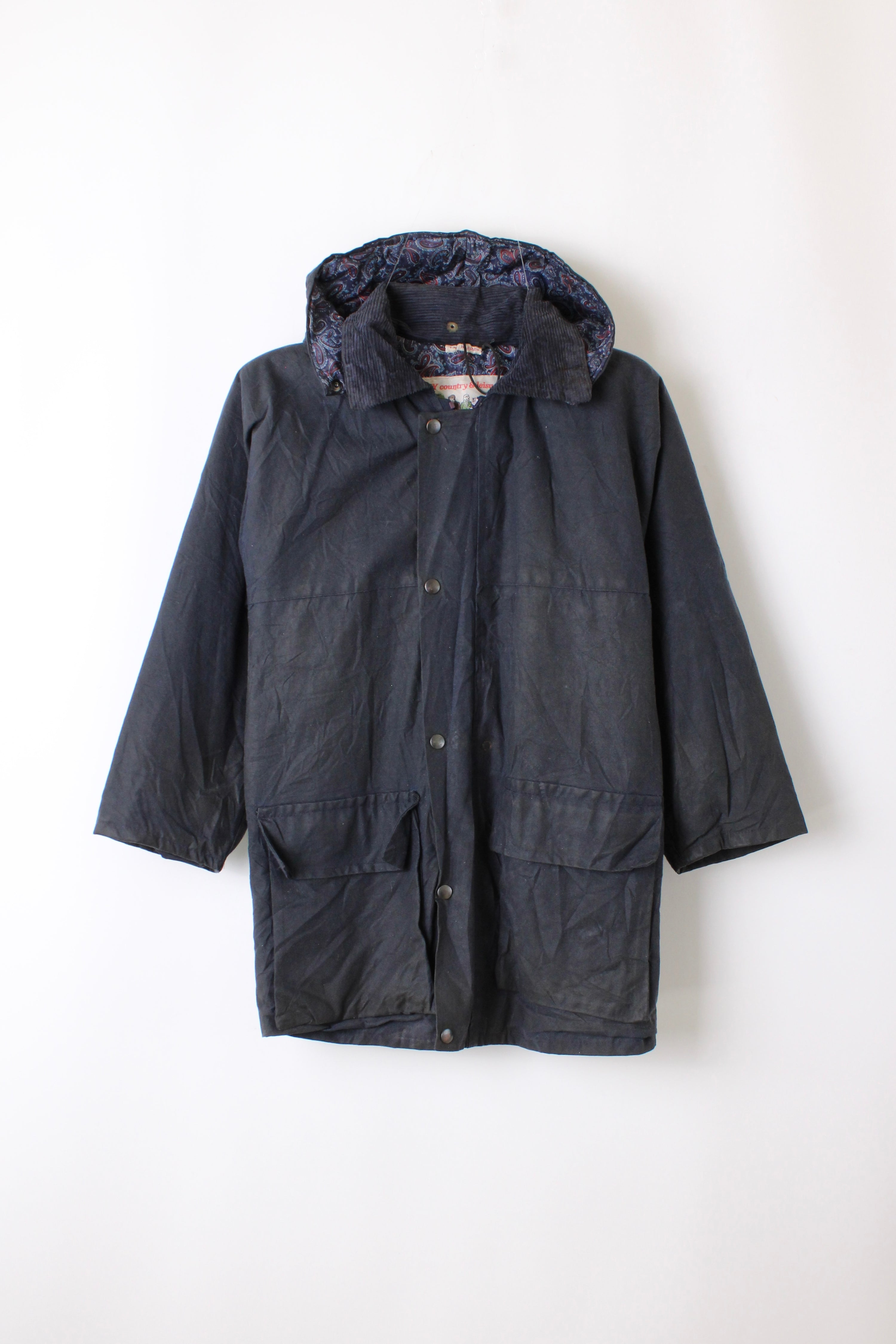 VINTAGE WAXED PARKA JACKET BLUE - XS/XXS