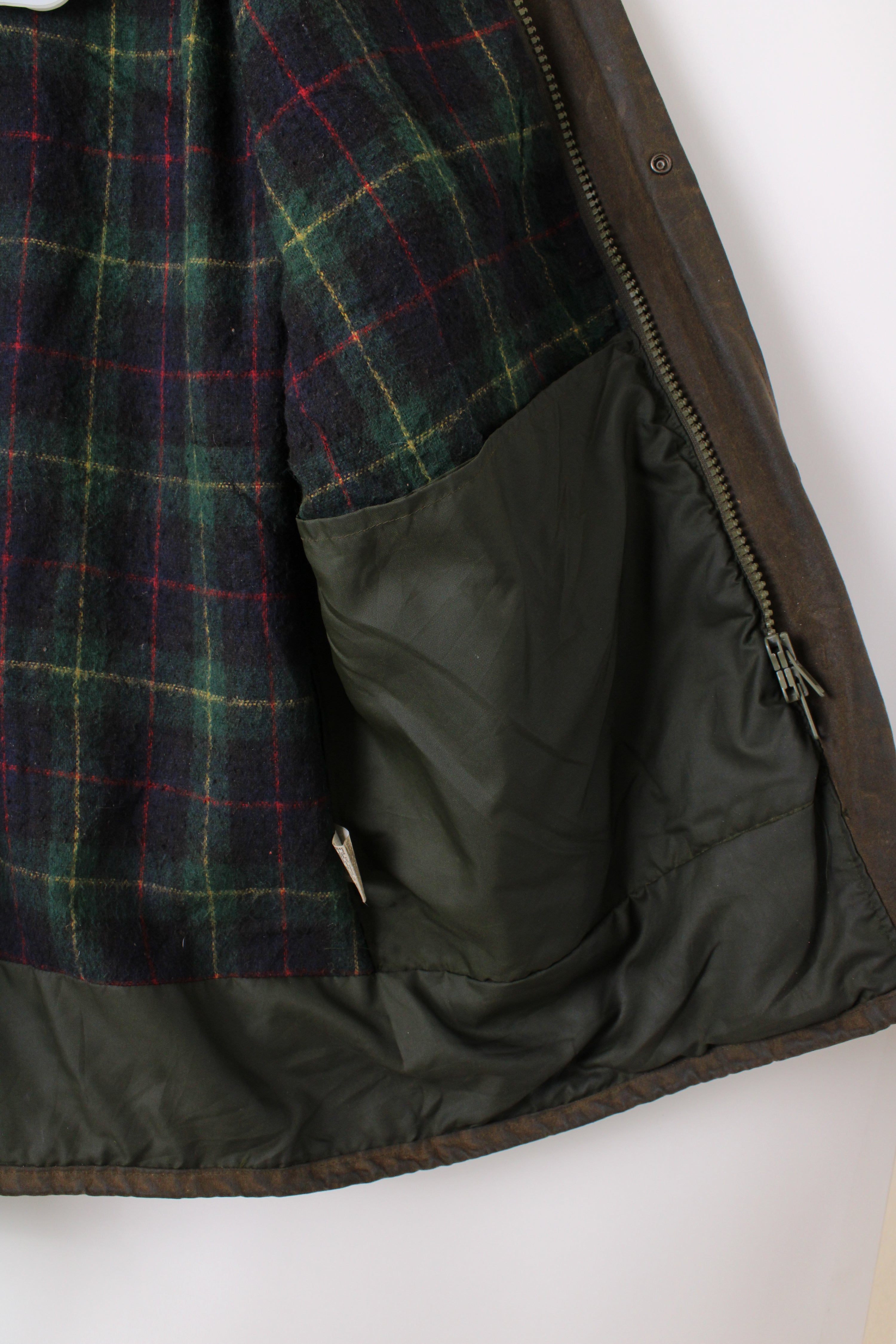 VINTAGE WAXED PARKA JACKET KHAKI GREEN - M