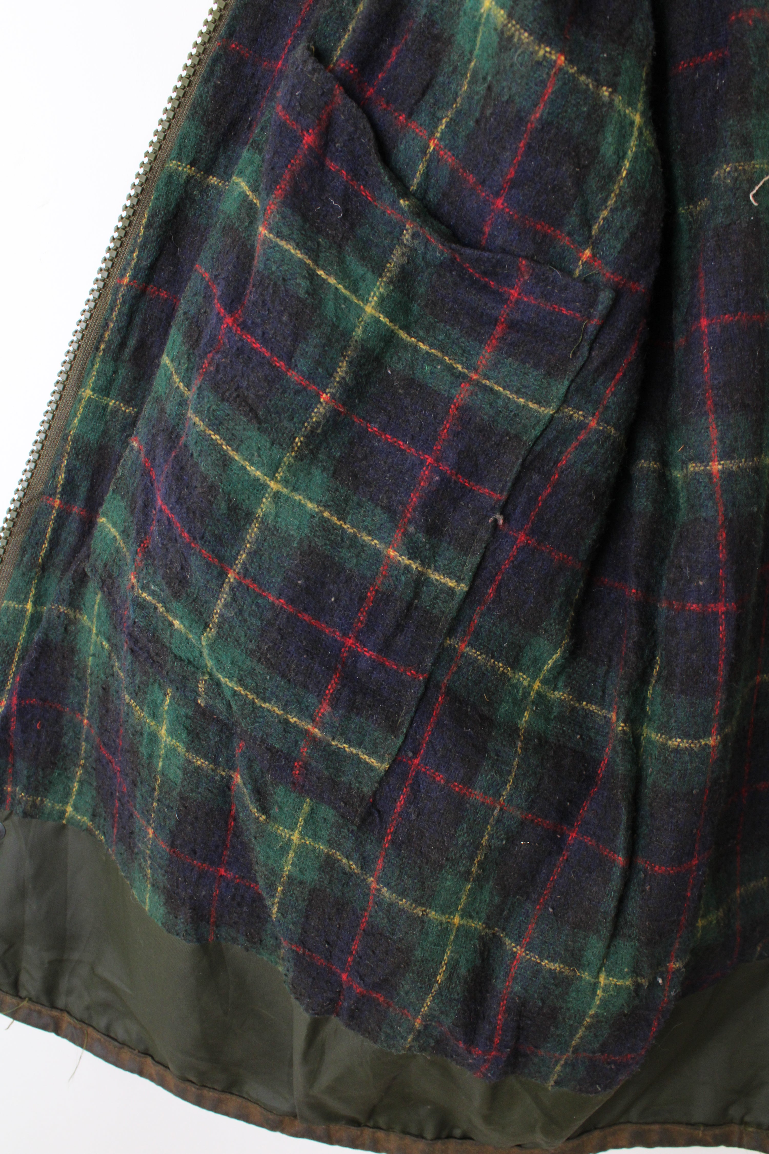 VINTAGE WAXED PARKA JACKET KHAKI GREEN - M