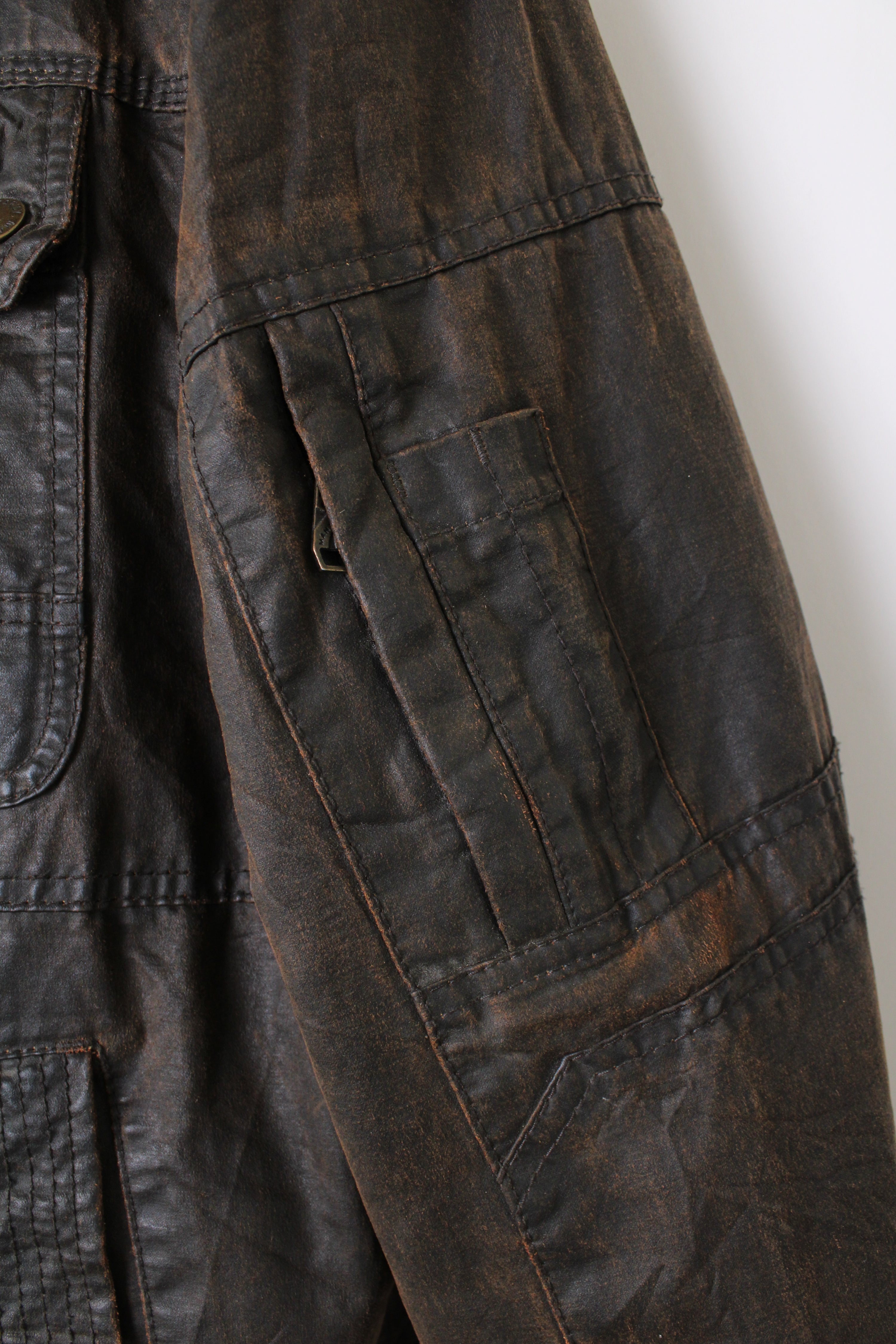 VINTAGE WAXED HUNTING BOMBER JACKET BROWN - XL