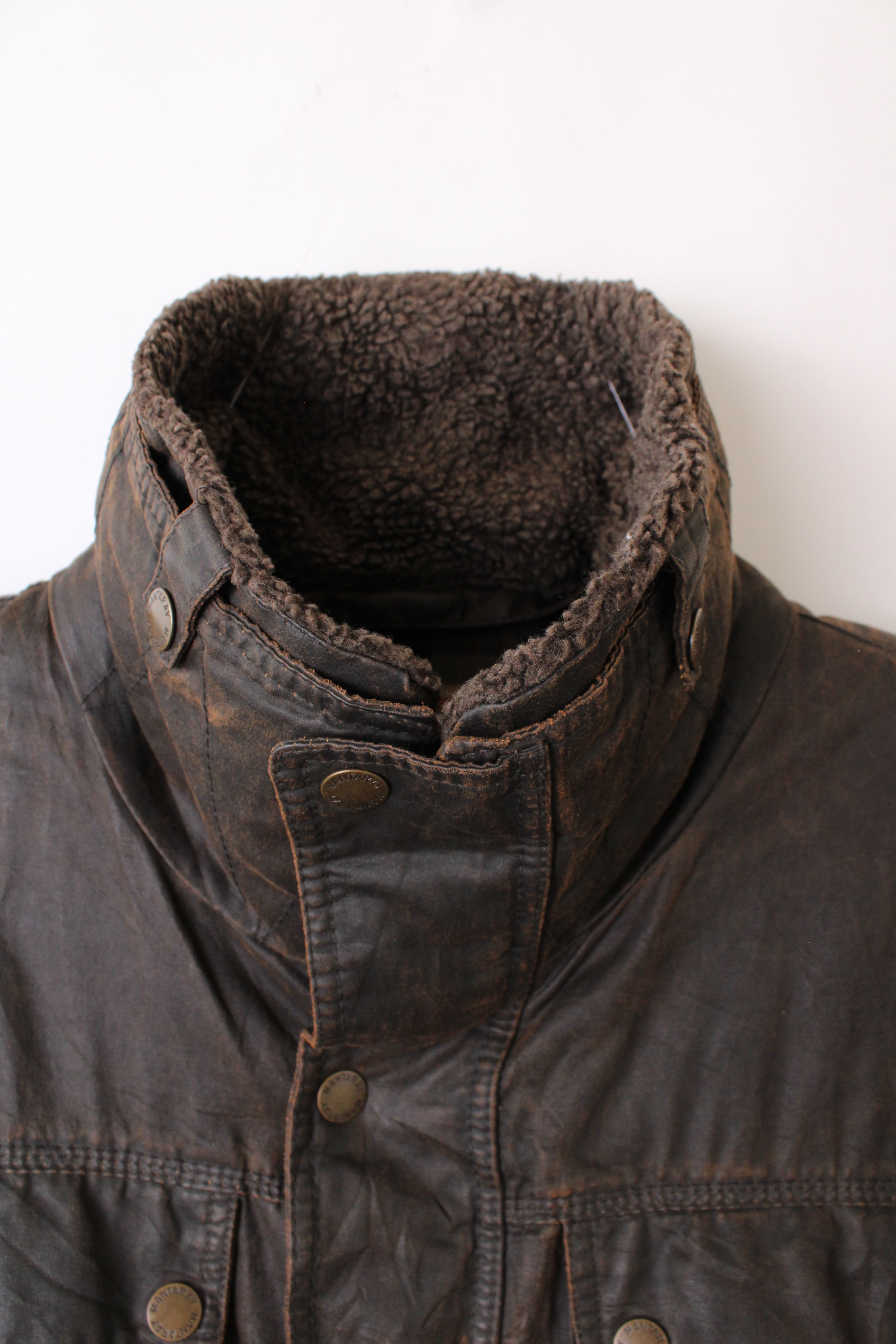 VINTAGE WAXED HUNTING BOMBER JACKET BROWN - XL