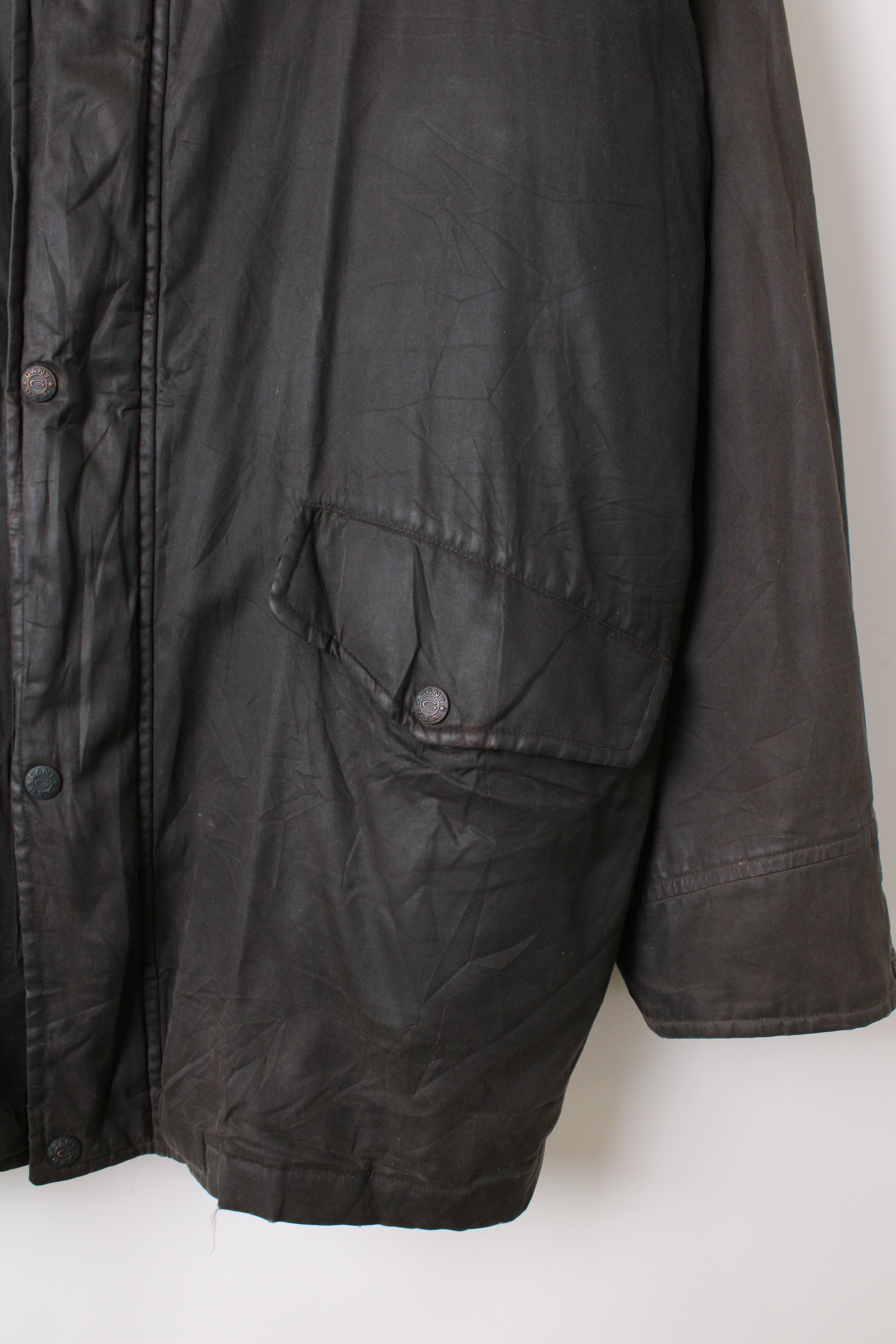 VINTAGE GANT WAXED JACKET BLACK - XXL