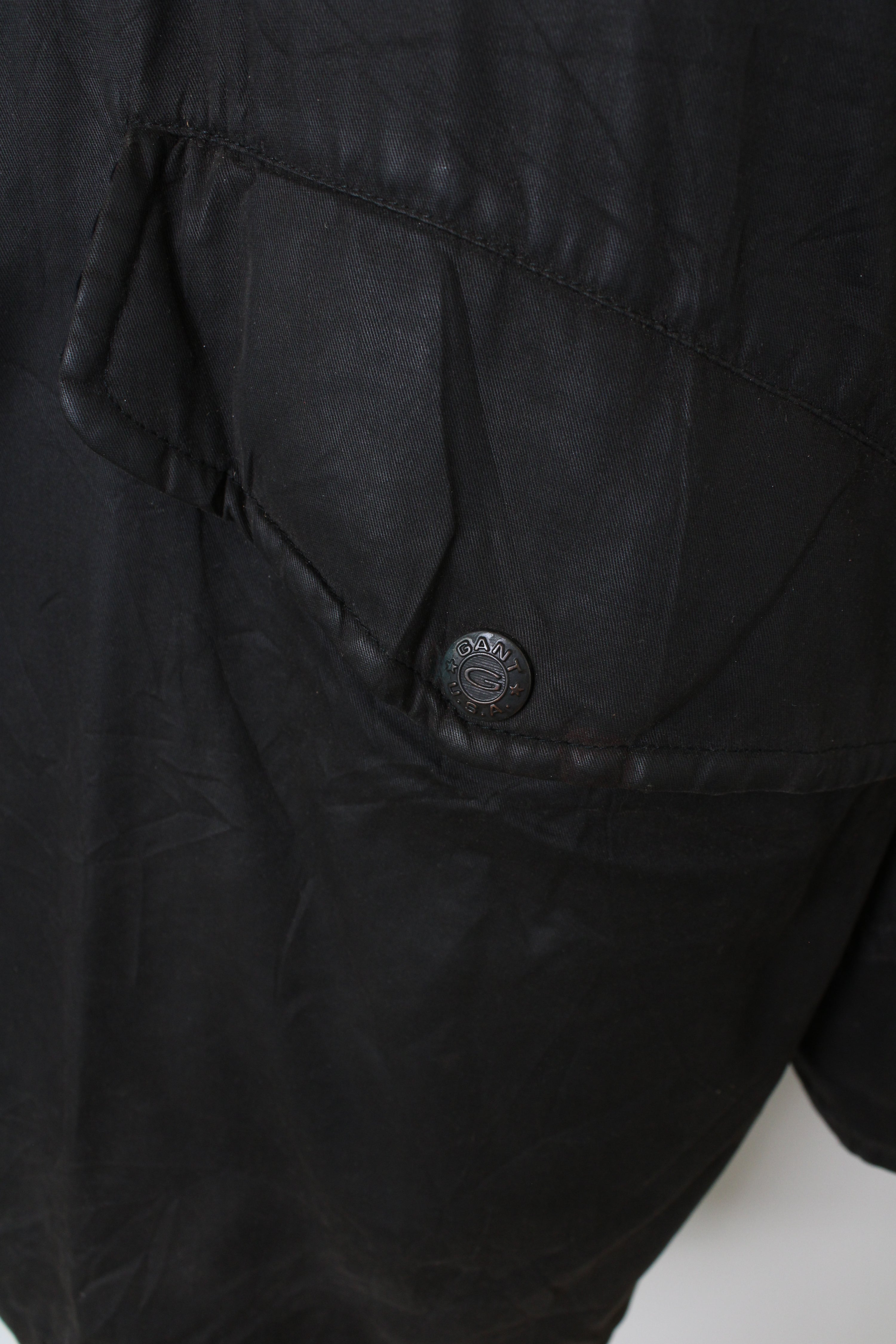 VINTAGE GANT WAXED JACKET BLACK - XXL