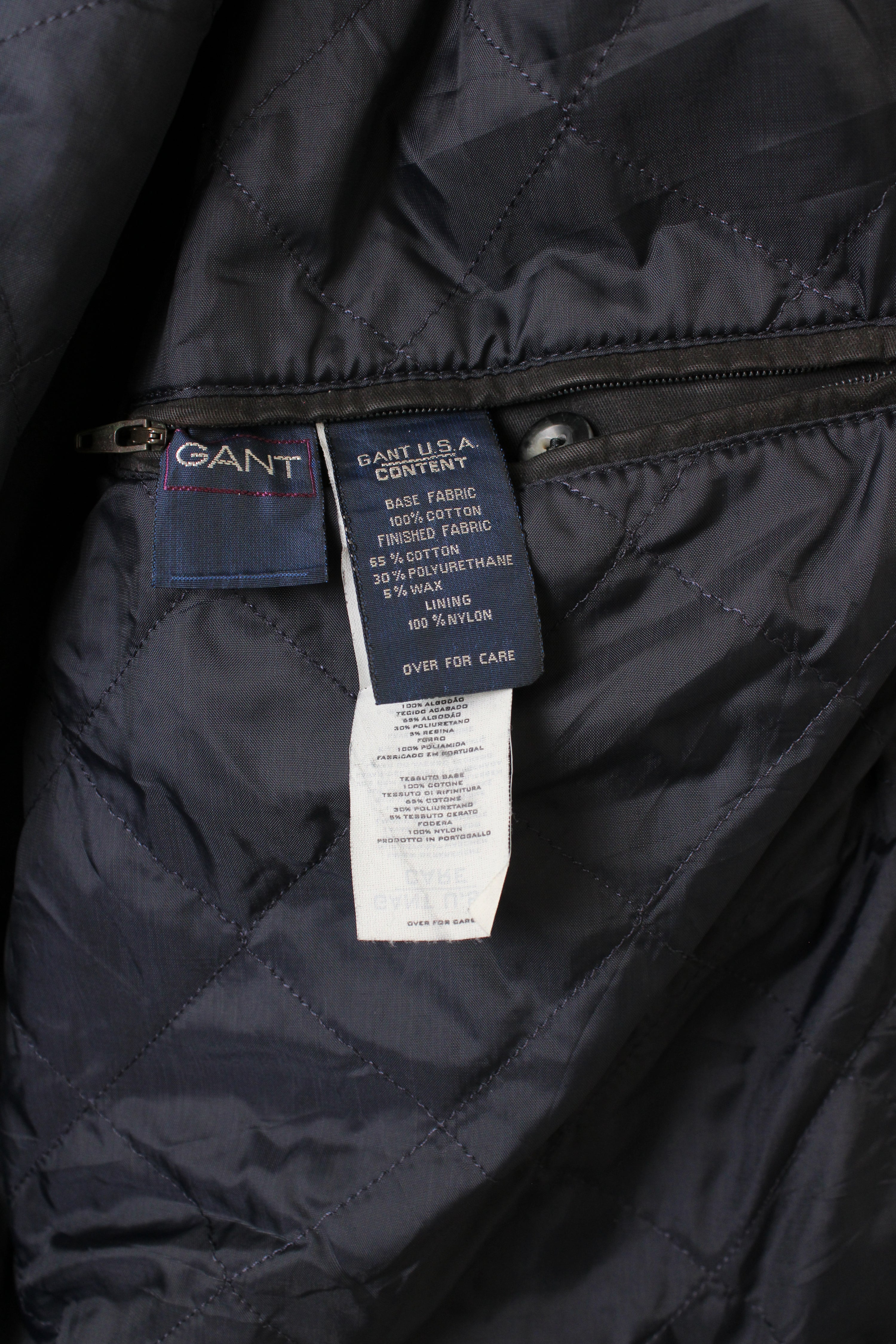 VINTAGE GANT WAXED JACKET BLACK - XXL