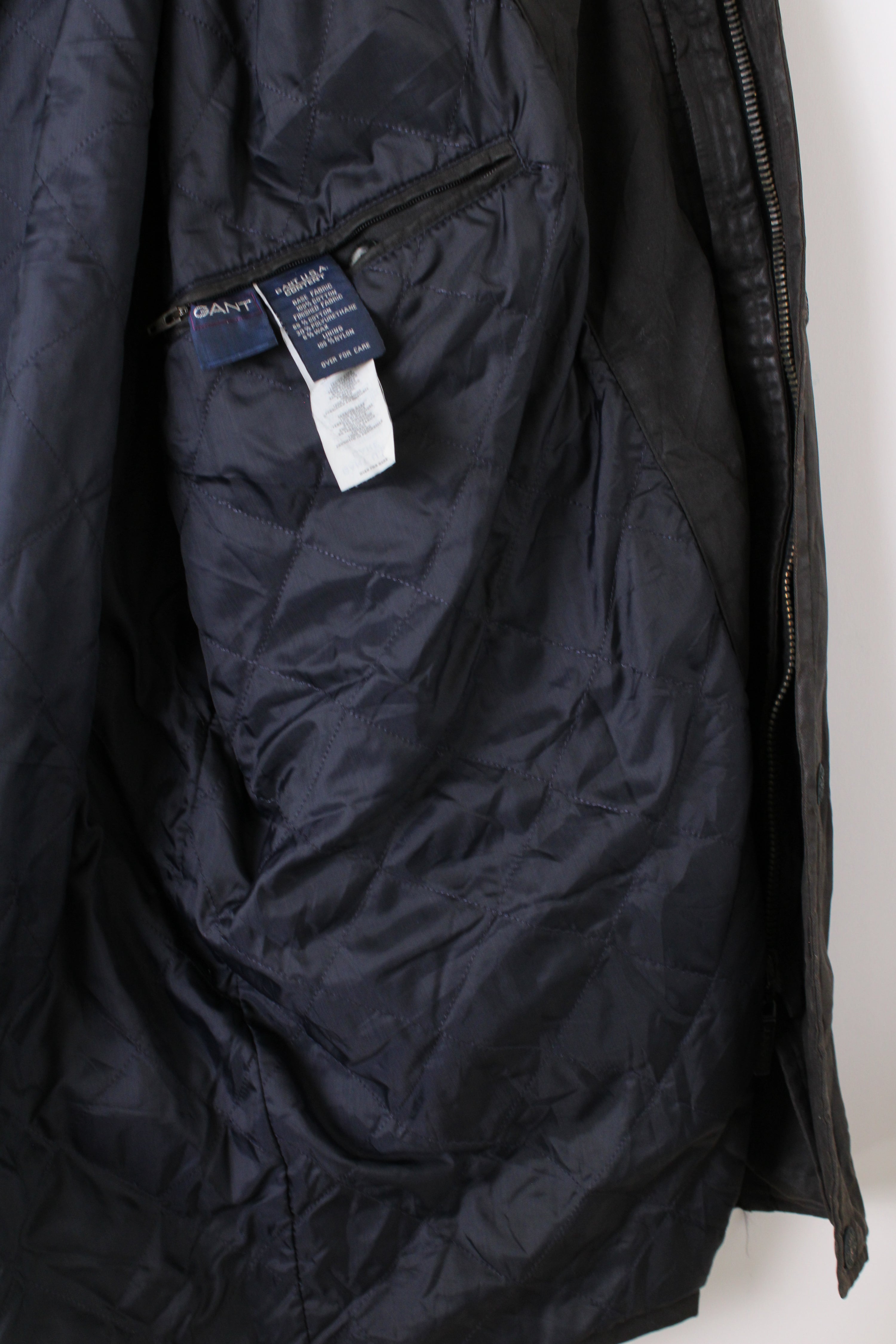 VINTAGE GANT WAXED JACKET BLACK - XXL