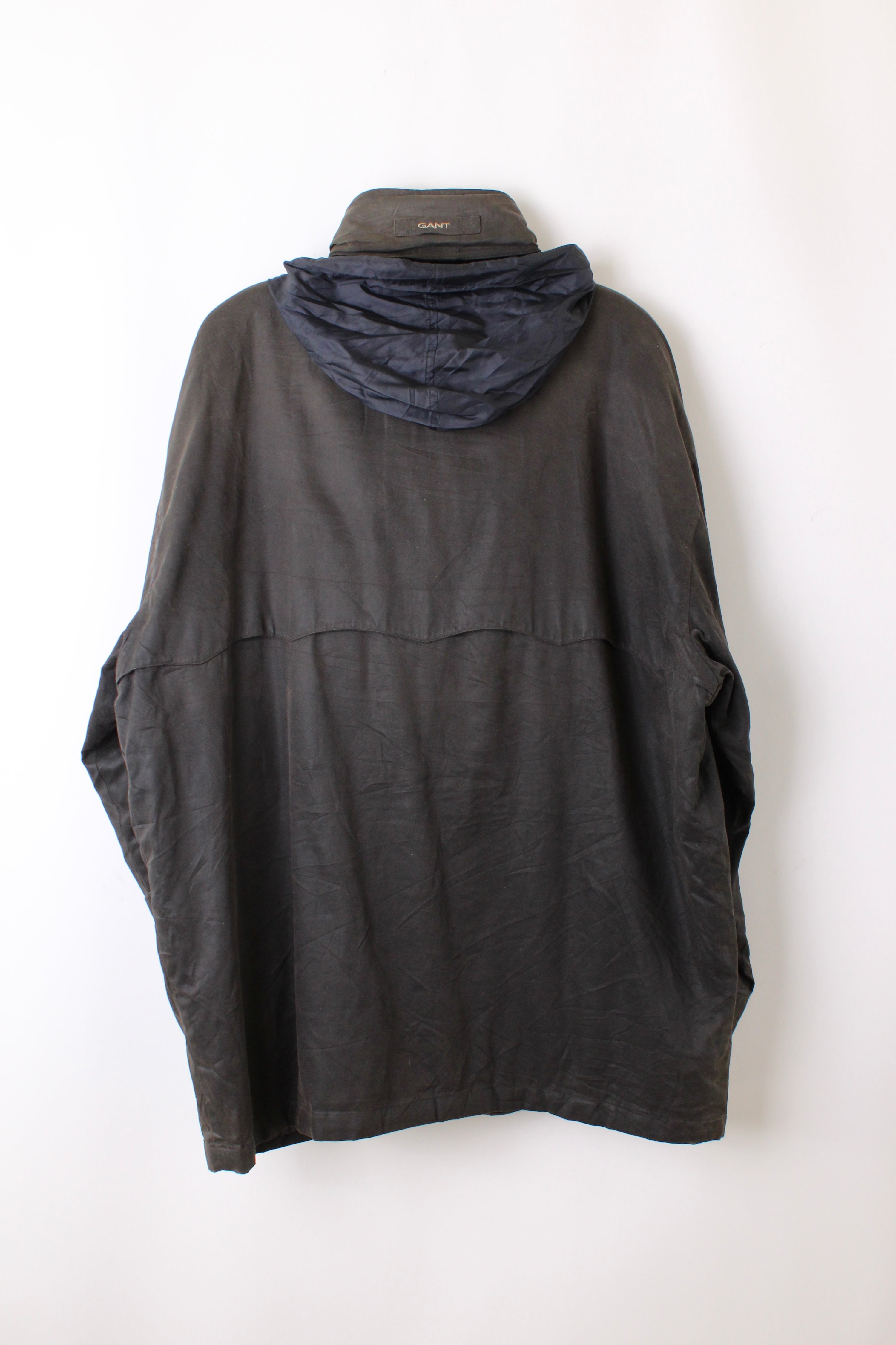 VINTAGE GANT WAXED JACKET BLACK - XXL