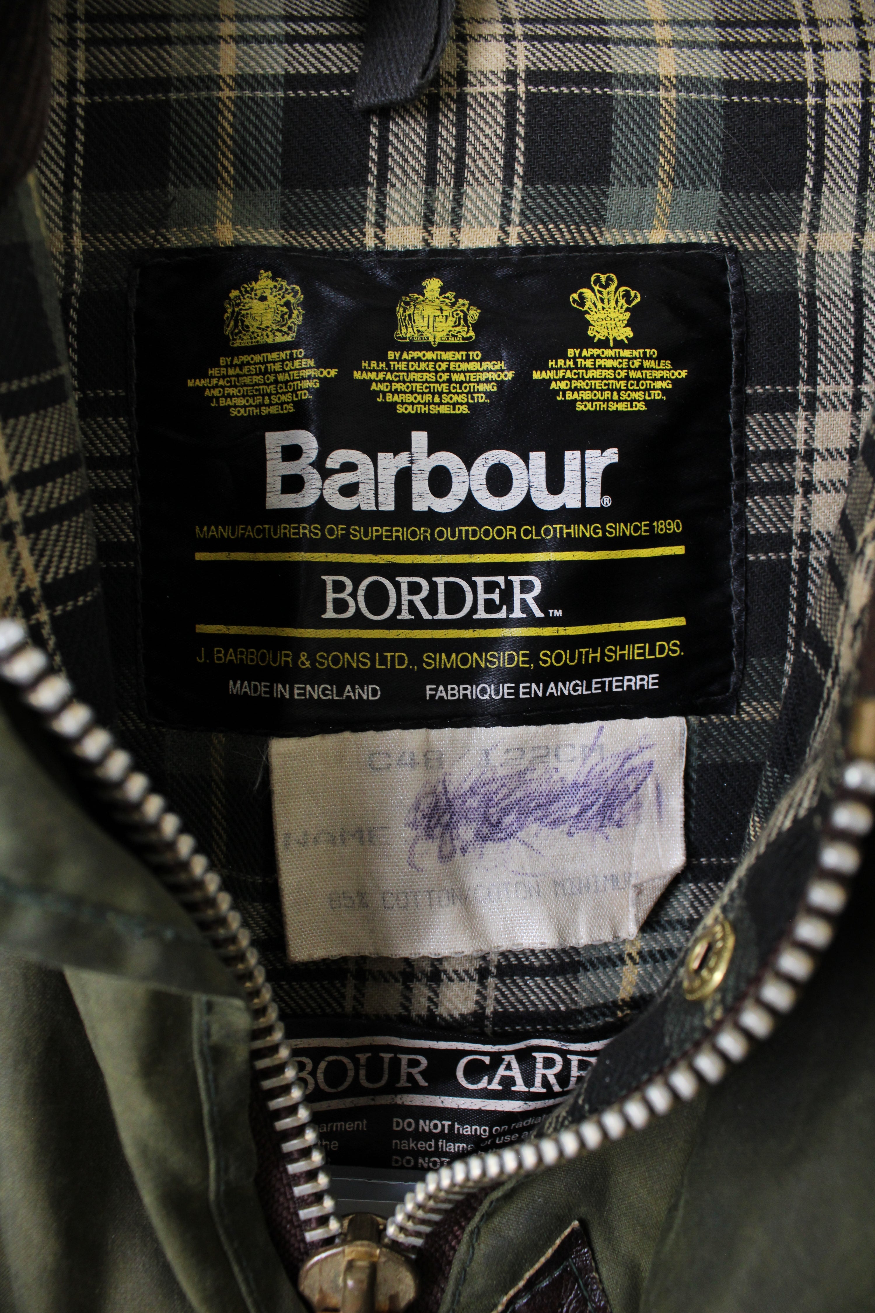 BARBOUR BORDER WAXED JACKET GREEN - L/XL