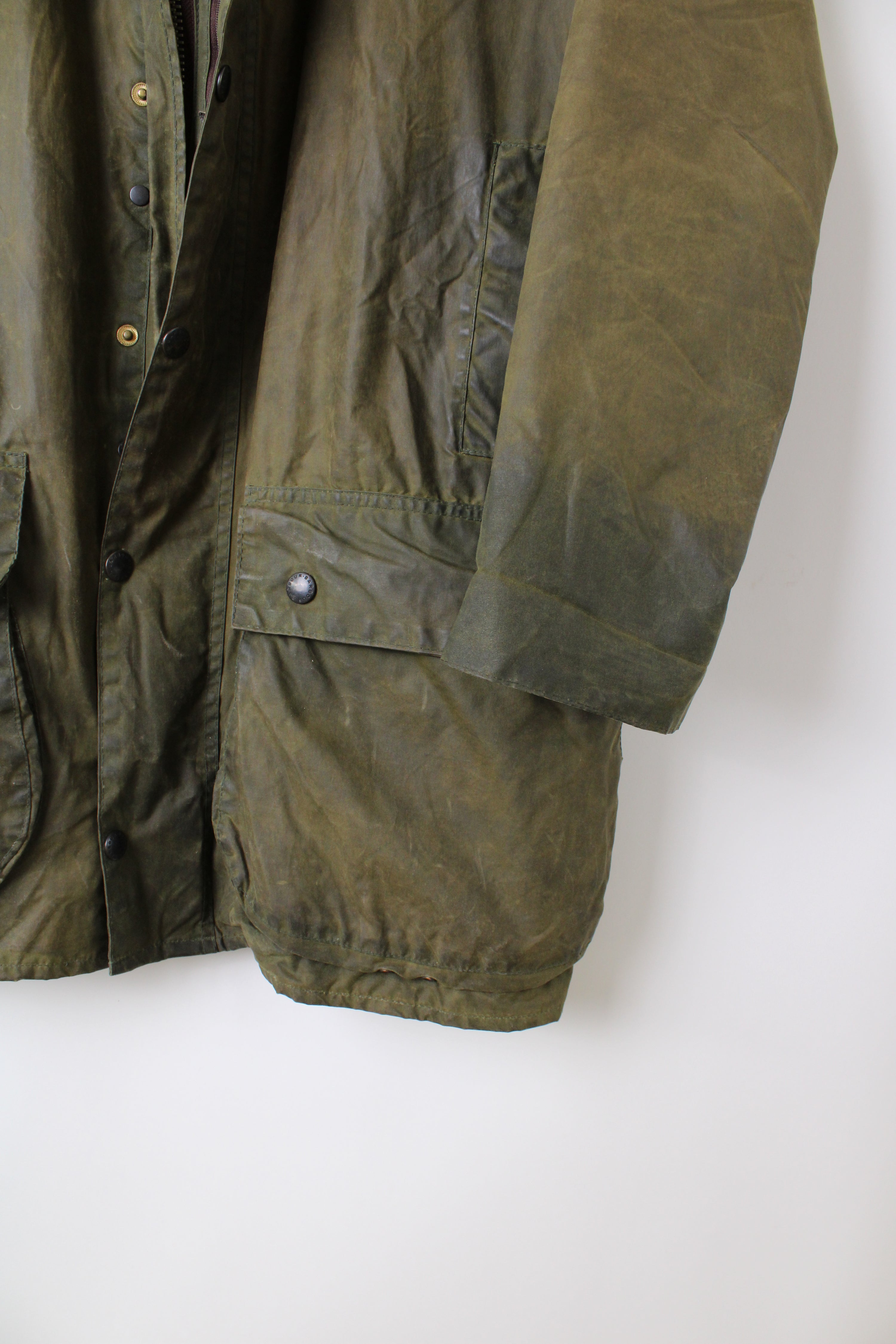 BARBOUR BORDER WAXED JACKET GREEN - L/XL