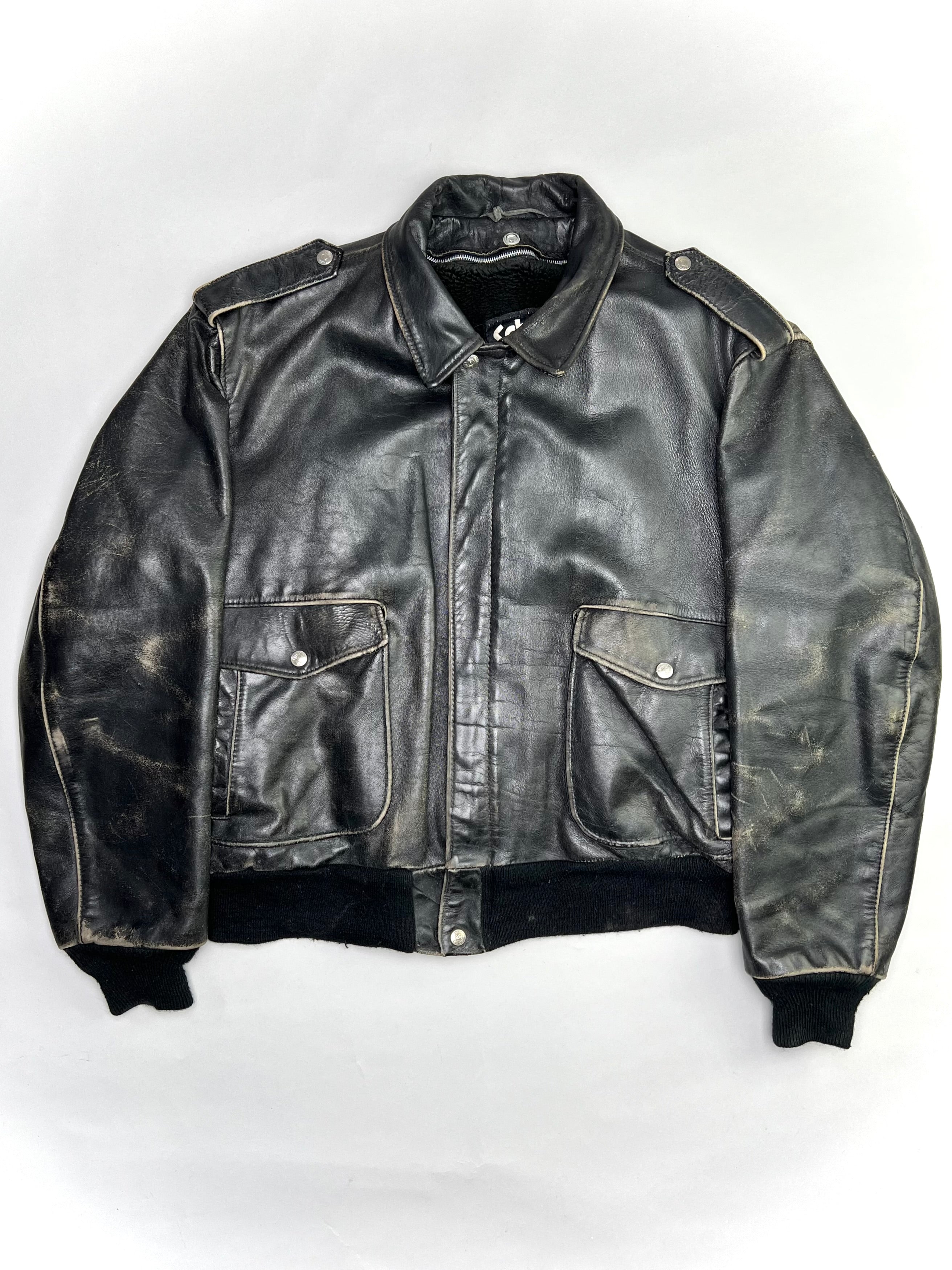 SCHOTT LEATHER 184SM FLIGHT BOMBER JACKET MADE IN USA BLACK - L/XL