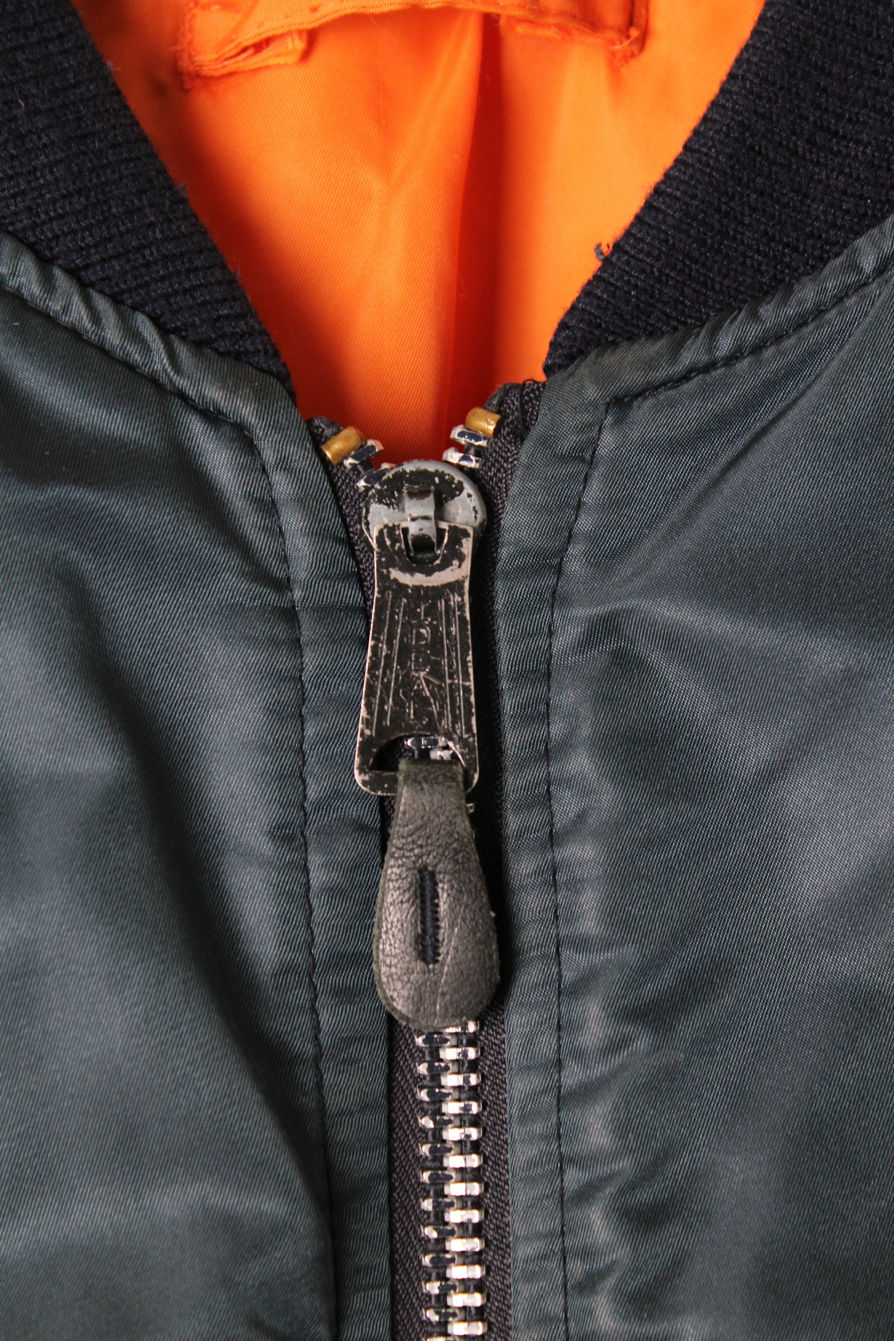 WILKER MA-1 BOMBER JACKET BLUE MADE IN USA - L