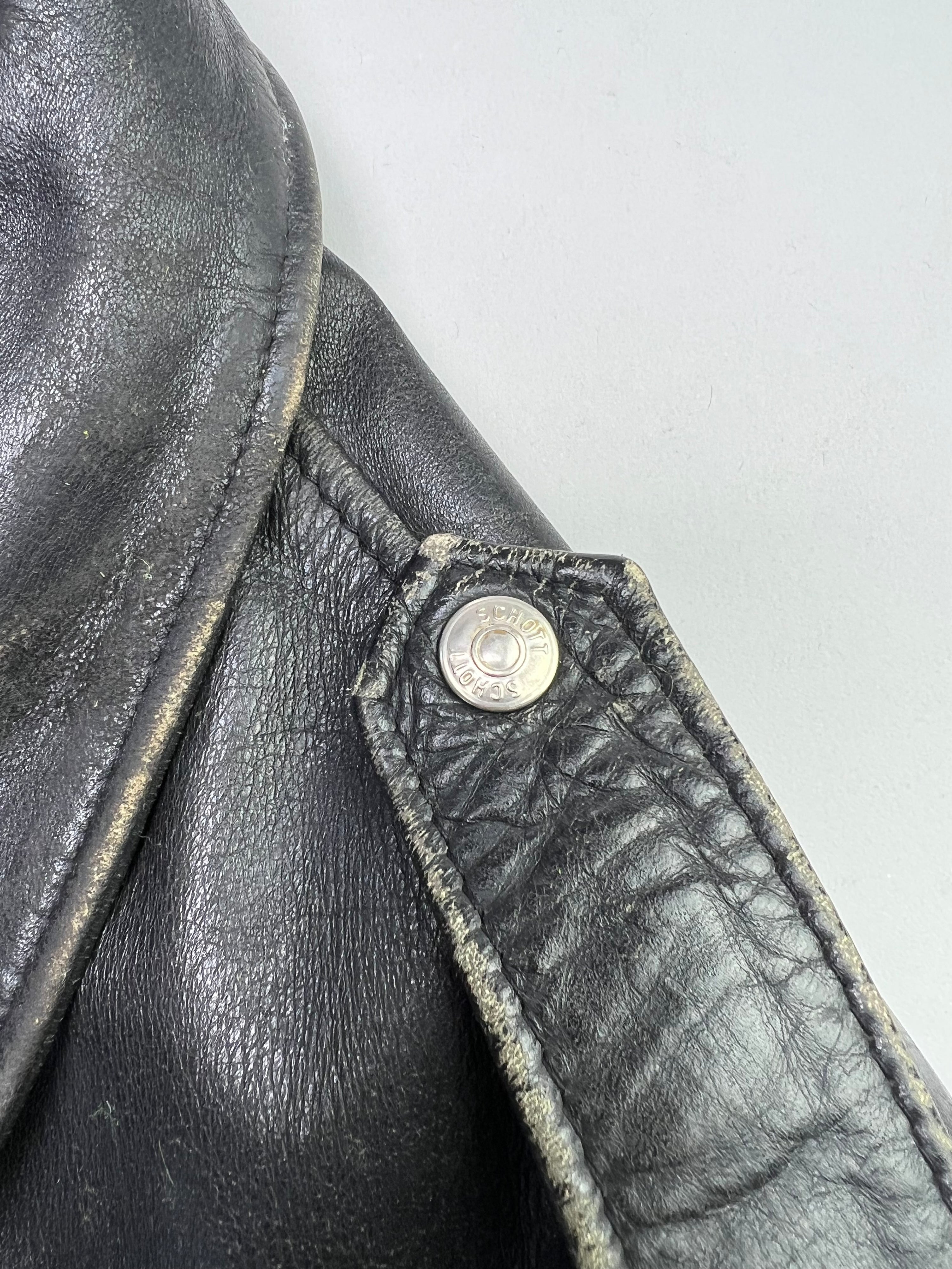 SCHOTT LEATHER 184SM FLIGHT BOMBER JACKET MADE IN USA BLACK - L/XL