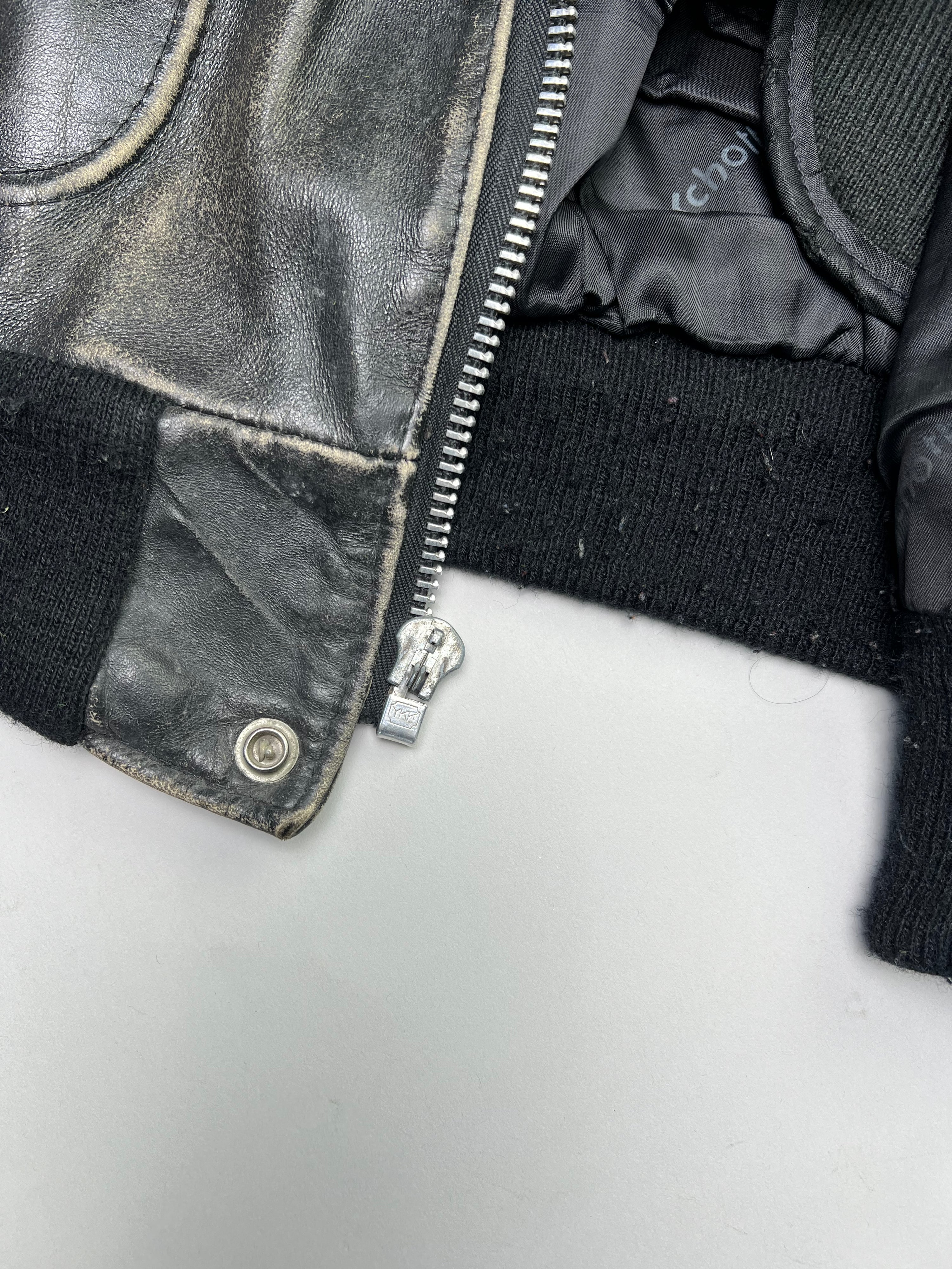 SCHOTT LEATHER 184SM FLIGHT BOMBER JACKET MADE IN USA BLACK - L/XL