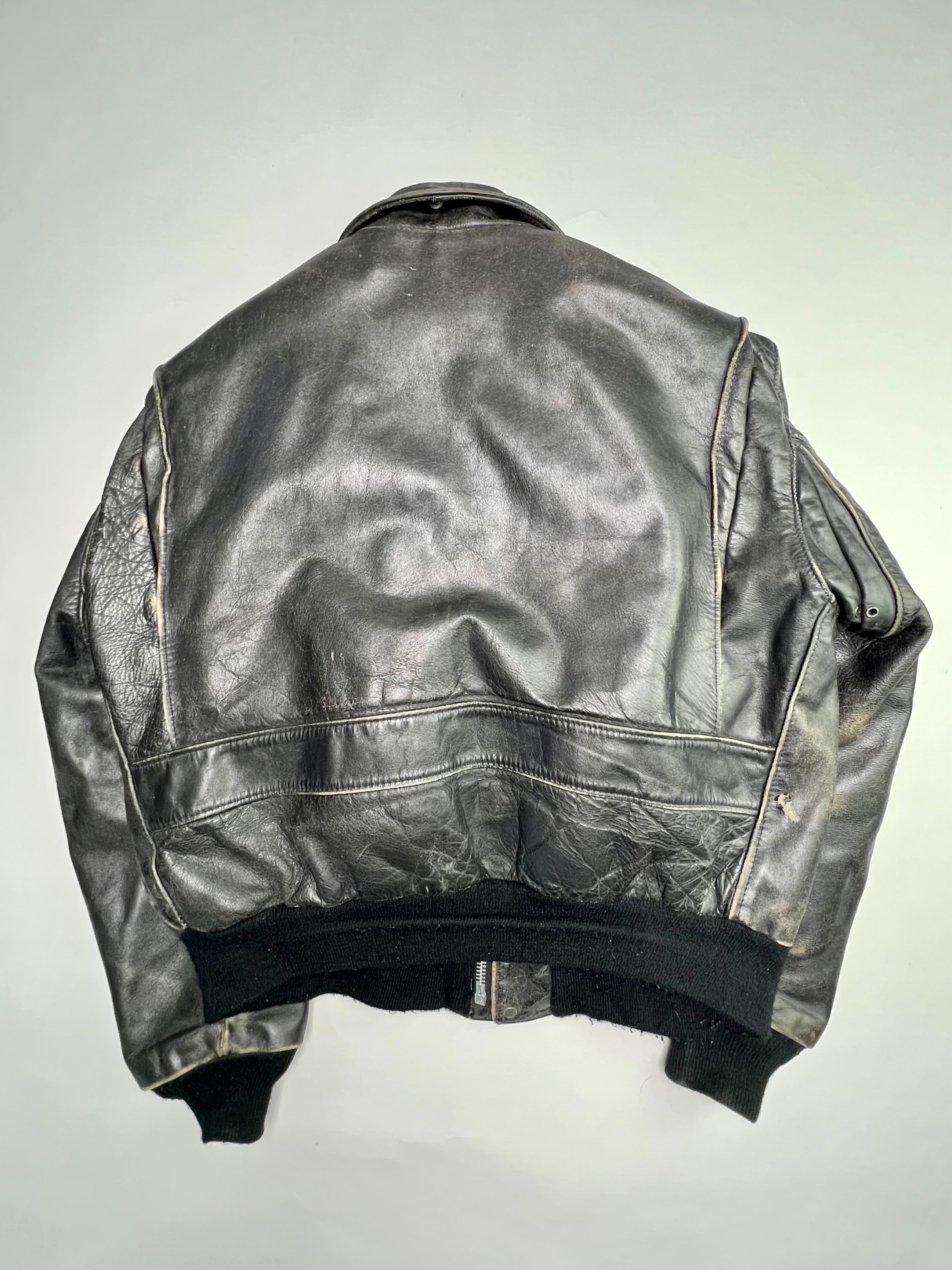 SCHOTT LEATHER 184SM FLIGHT BOMBER JACKET MADE IN USA BLACK - L/XL