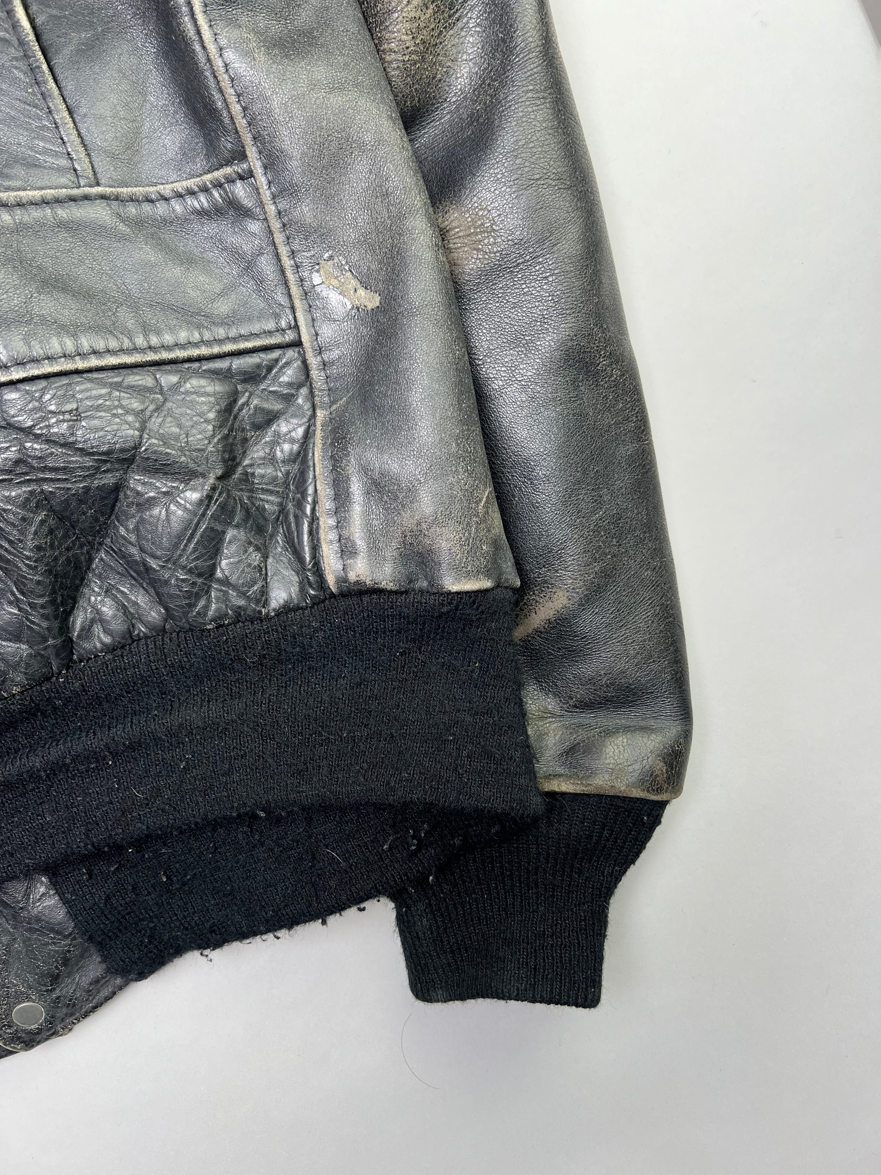 SCHOTT LEATHER 184SM FLIGHT BOMBER JACKET MADE IN USA BLACK - L/XL