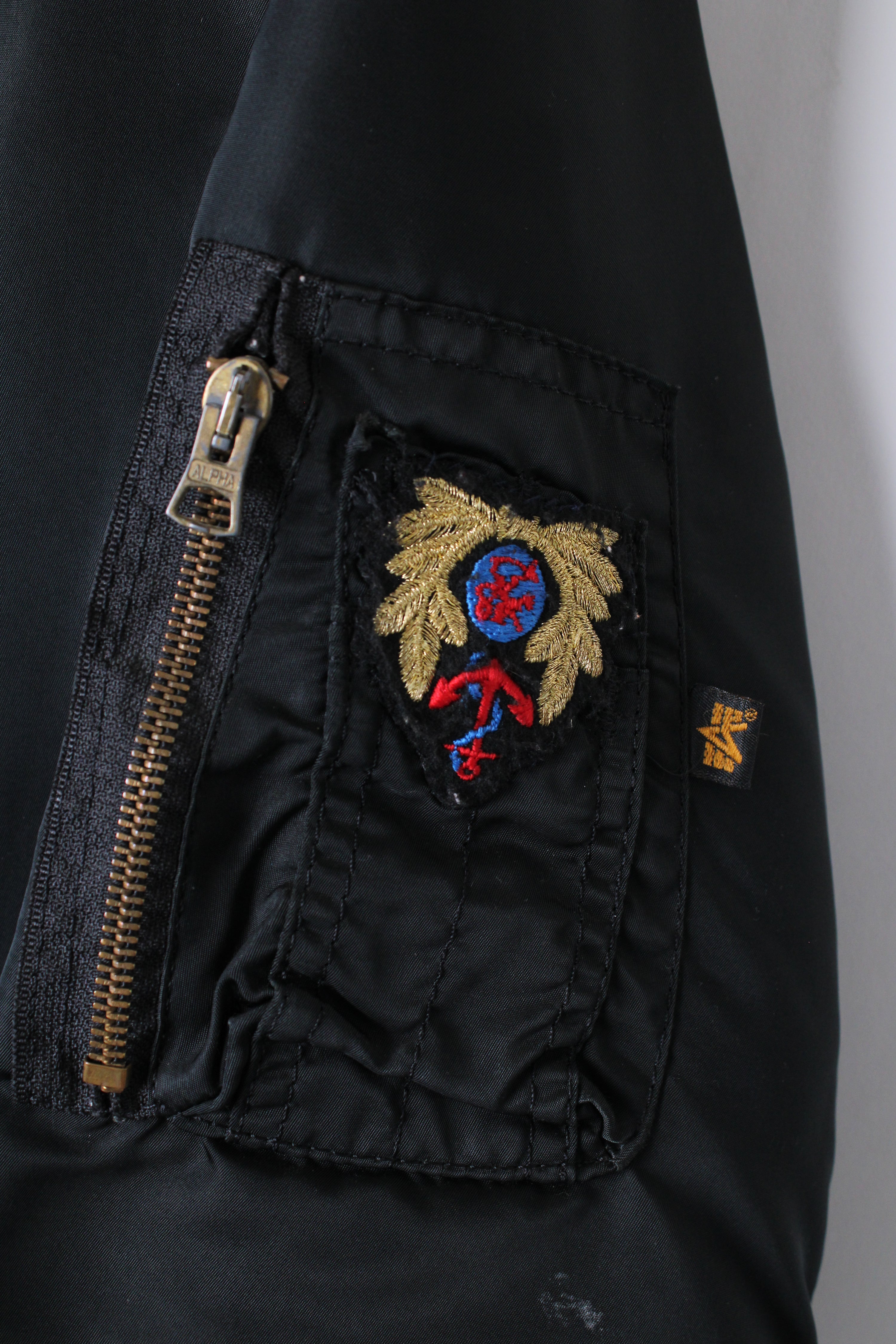 ALPHA INDUSTRIES MA-1 BOMBER JACKET BLACK MADE IN USA - XXL