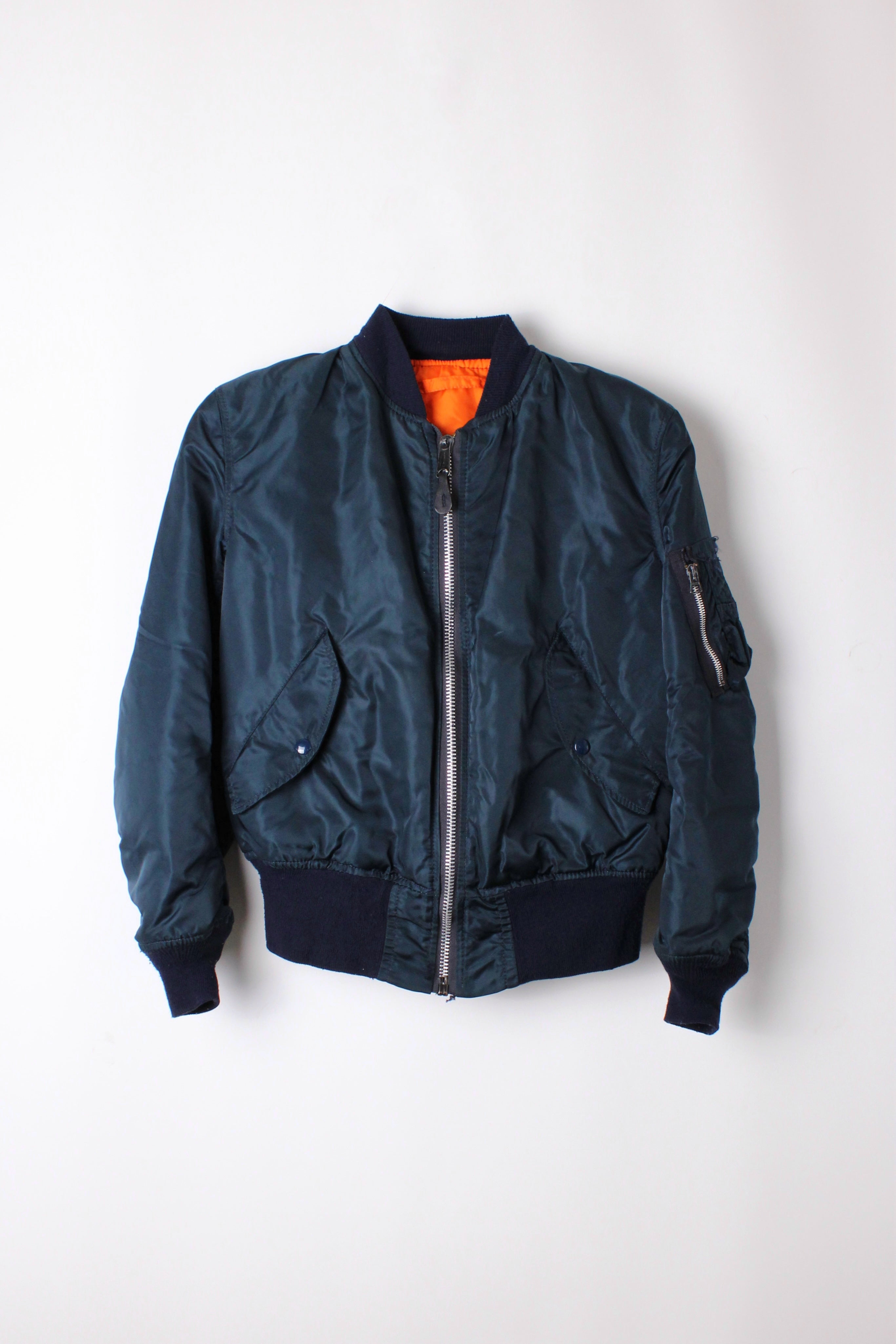ALPHA INDUSTRIES MA-1 BOMBER JACKET BLUE MADE IN USA - S