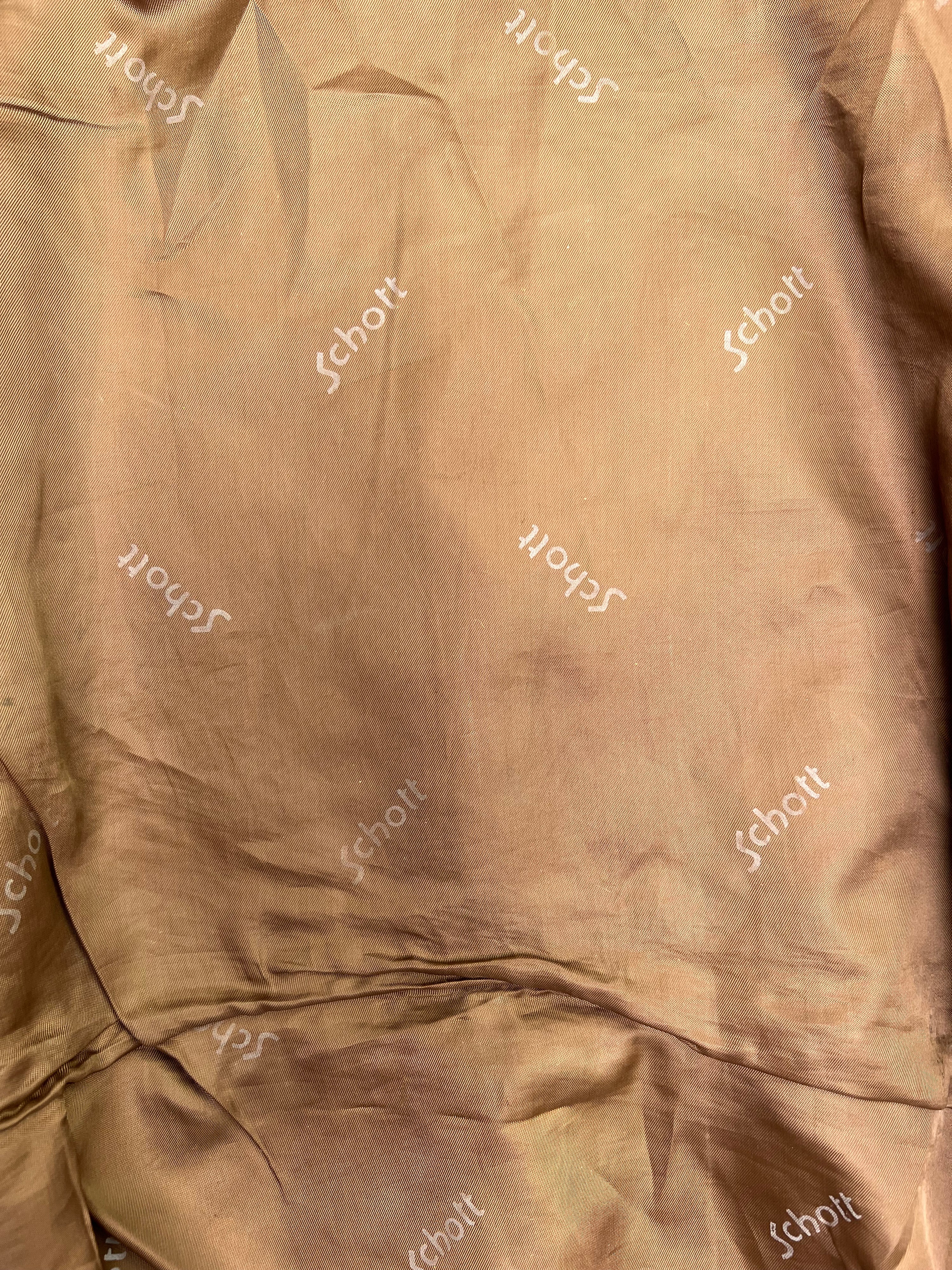 SCHOTT LEATHER 184SM FLIGHT BOMBER JACKET MADE IN USA BROWN - L/XL