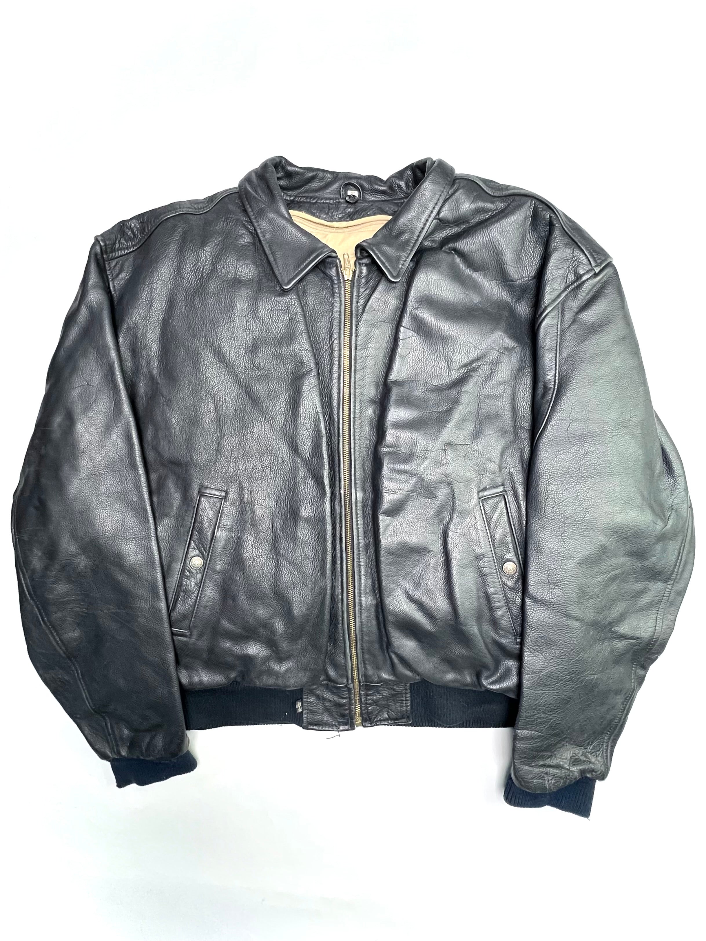 LEVIS LEATHER FLIGHT BOMBER JACKET GOOSE DOWN VEST BLACK - XL