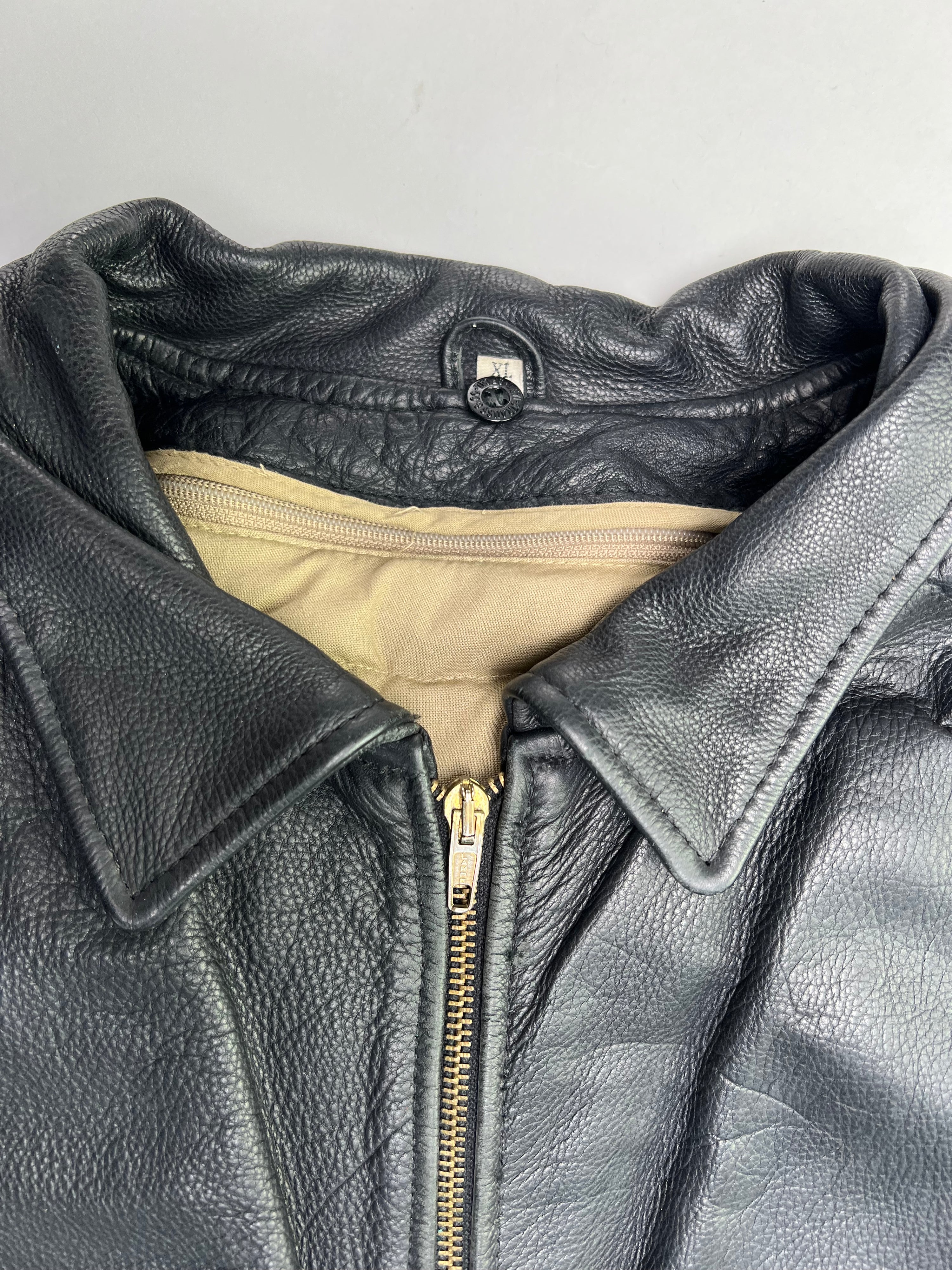 LEVIS LEATHER FLIGHT BOMBER JACKET GOOSE DOWN VEST BLACK - XL