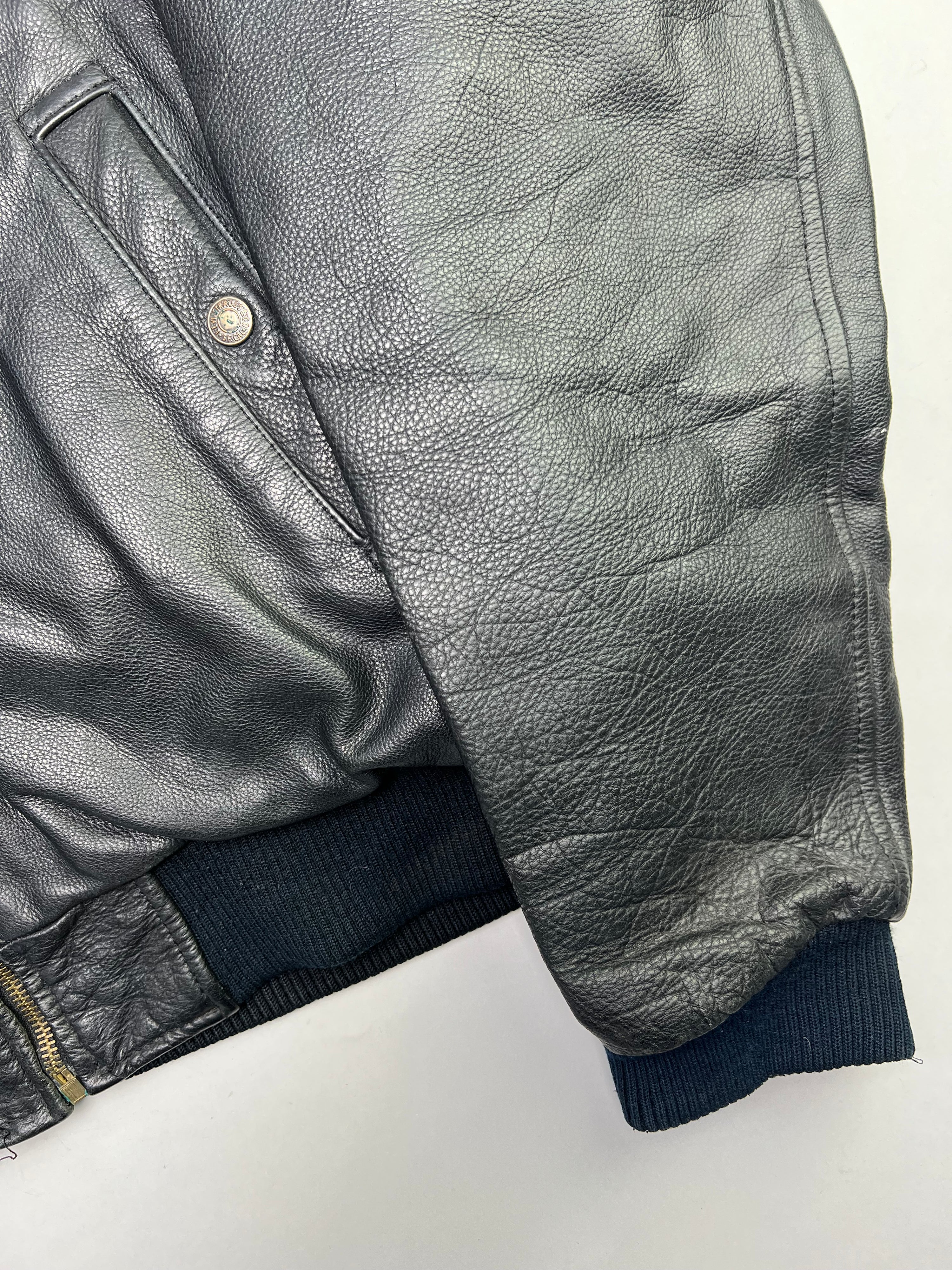 LEVIS LEATHER FLIGHT BOMBER JACKET GOOSE DOWN VEST BLACK - XL