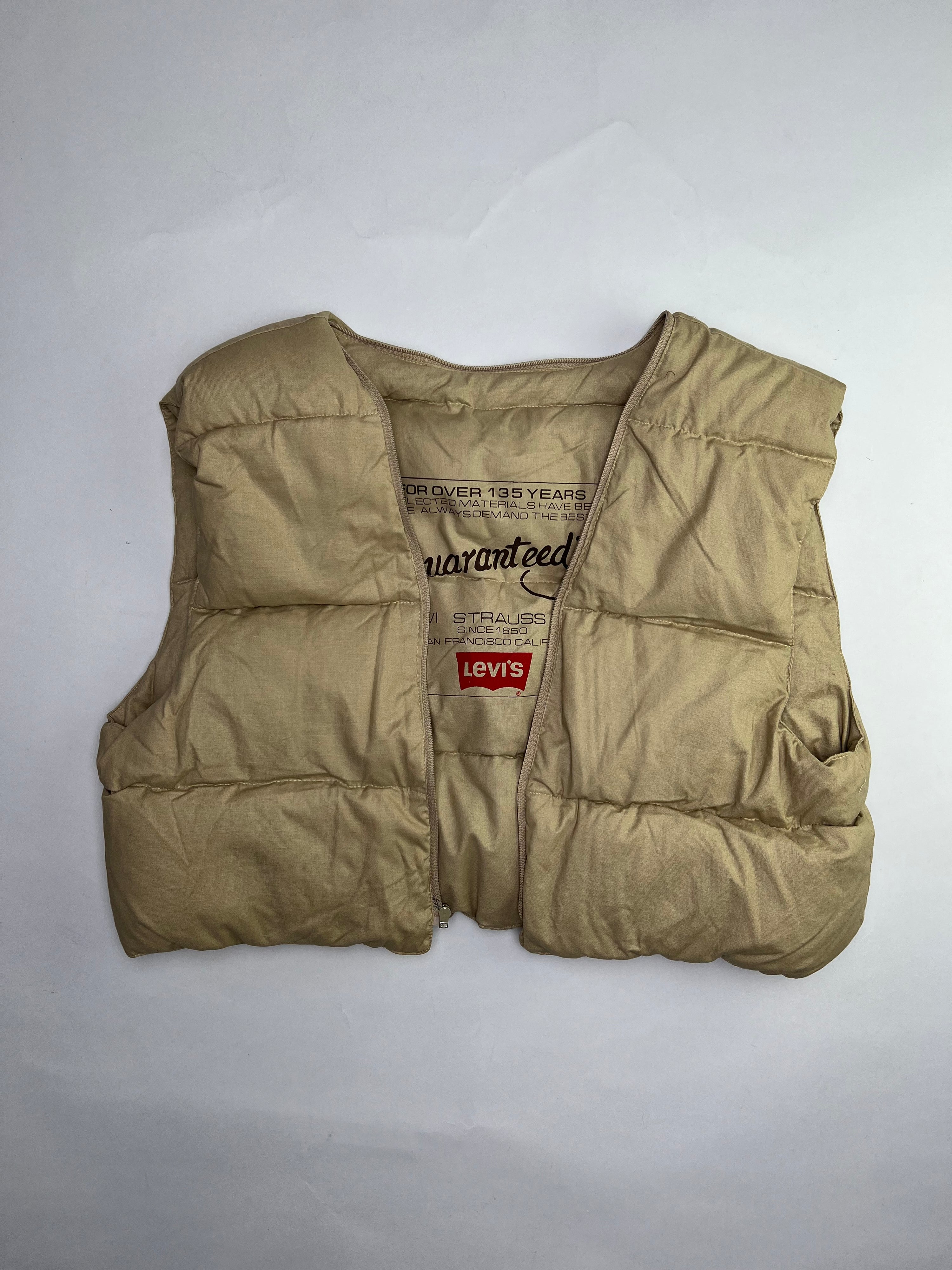 LEVIS LEATHER FLIGHT BOMBER JACKET GOOSE DOWN VEST BLACK - XL