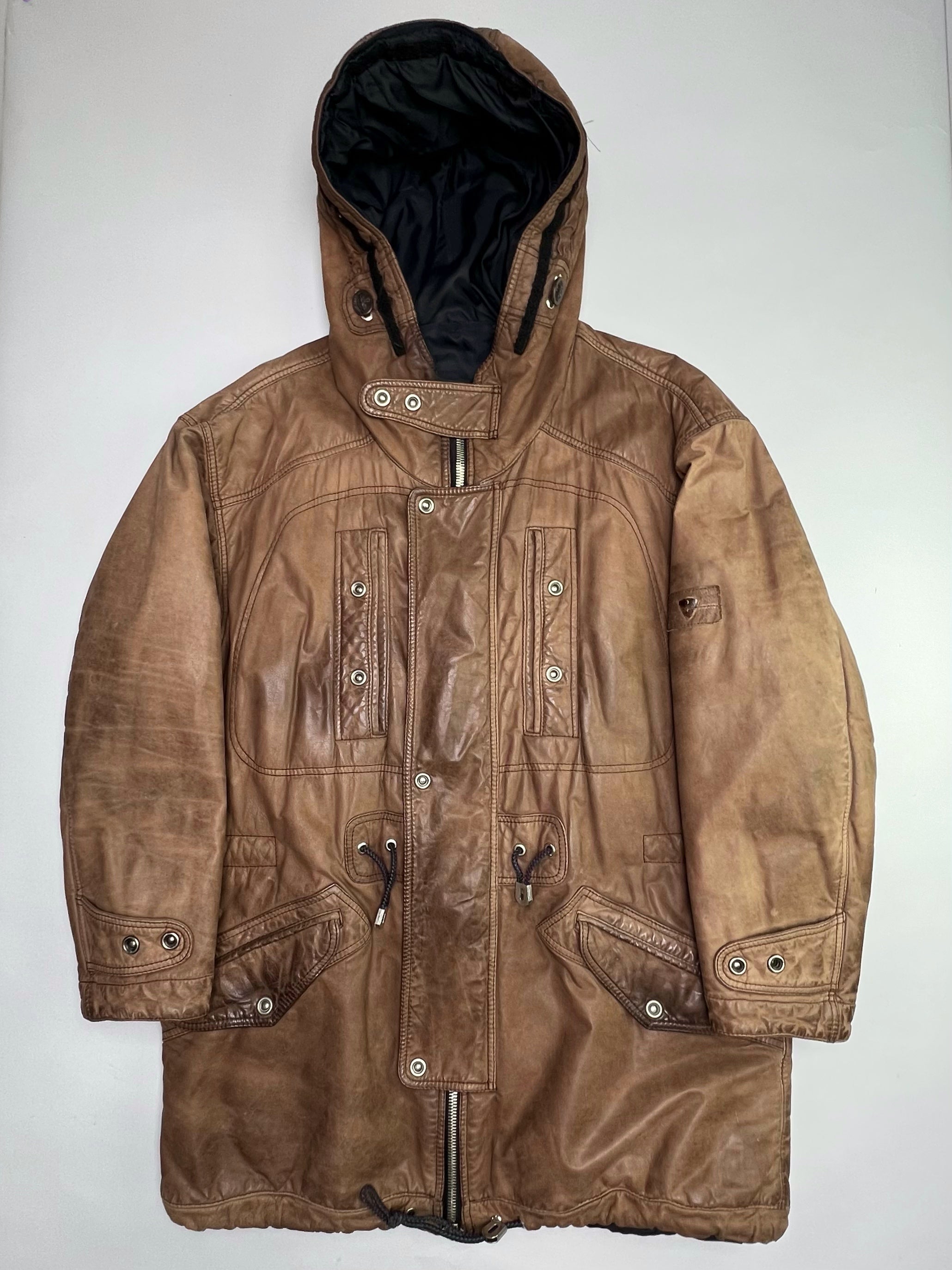 VINTAGE PARKA LEATHER JACKET BROWN  -  XL