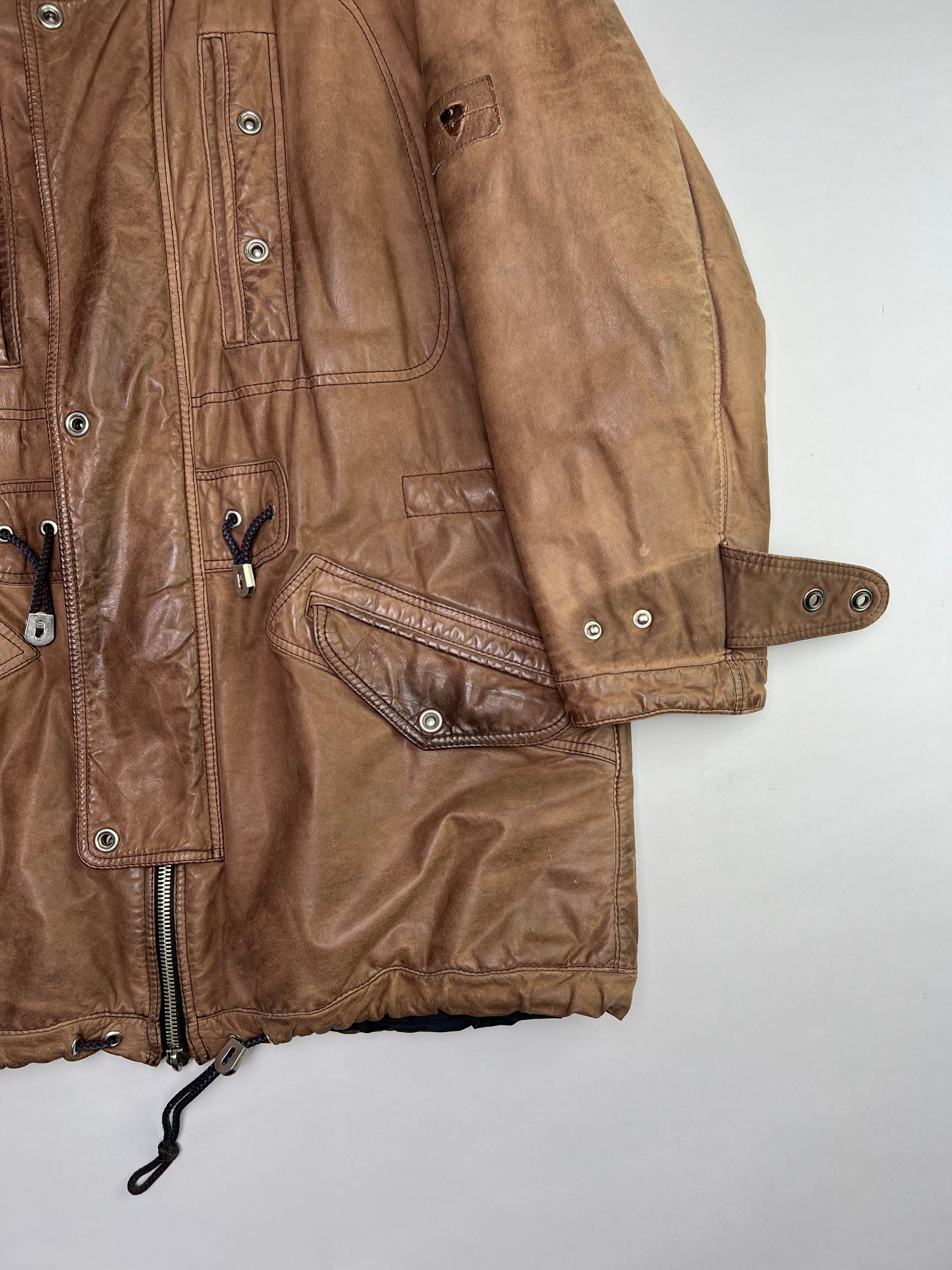 VINTAGE PARKA LEATHER JACKET BROWN  -  XL