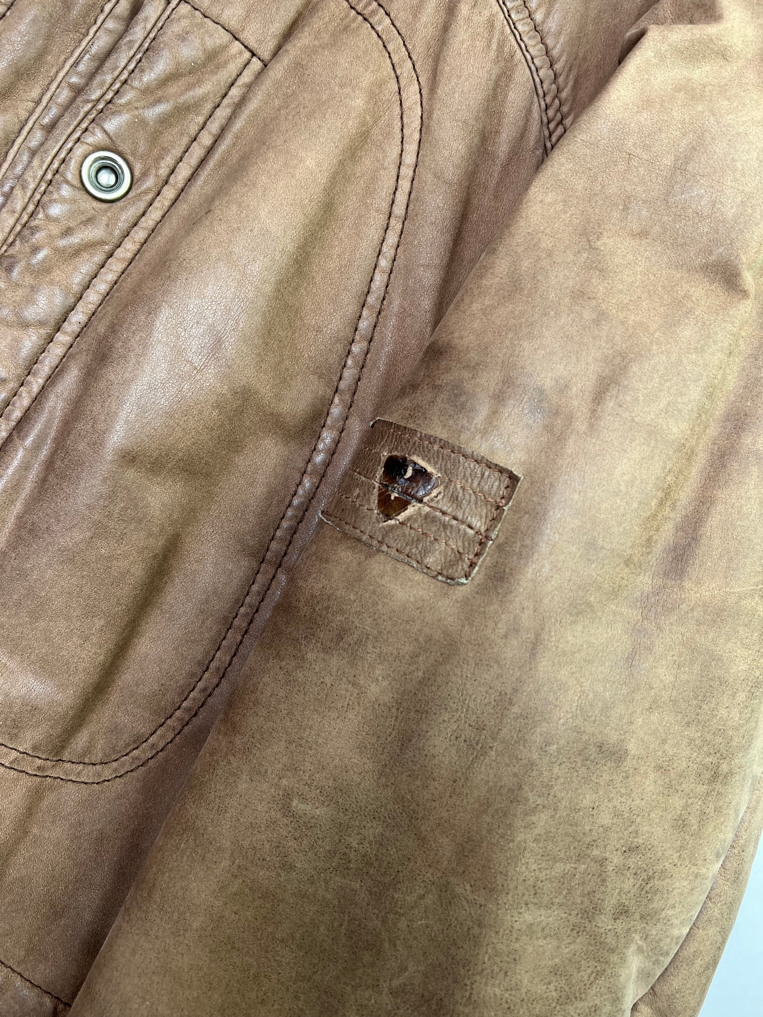 VINTAGE PARKA LEATHER JACKET BROWN  -  XL