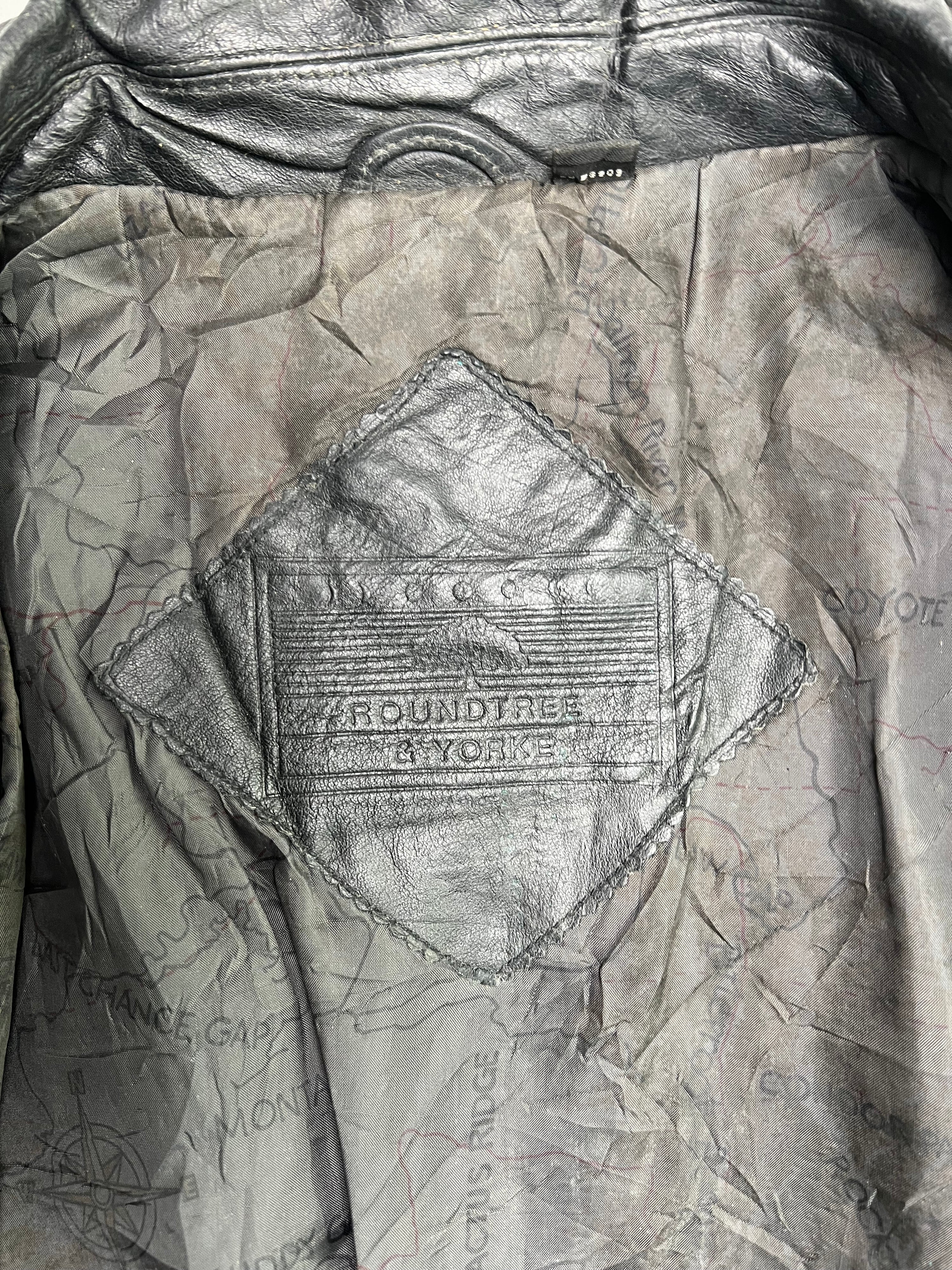 VINTAGE BOMBER LEATHER JACKET BLACK - L