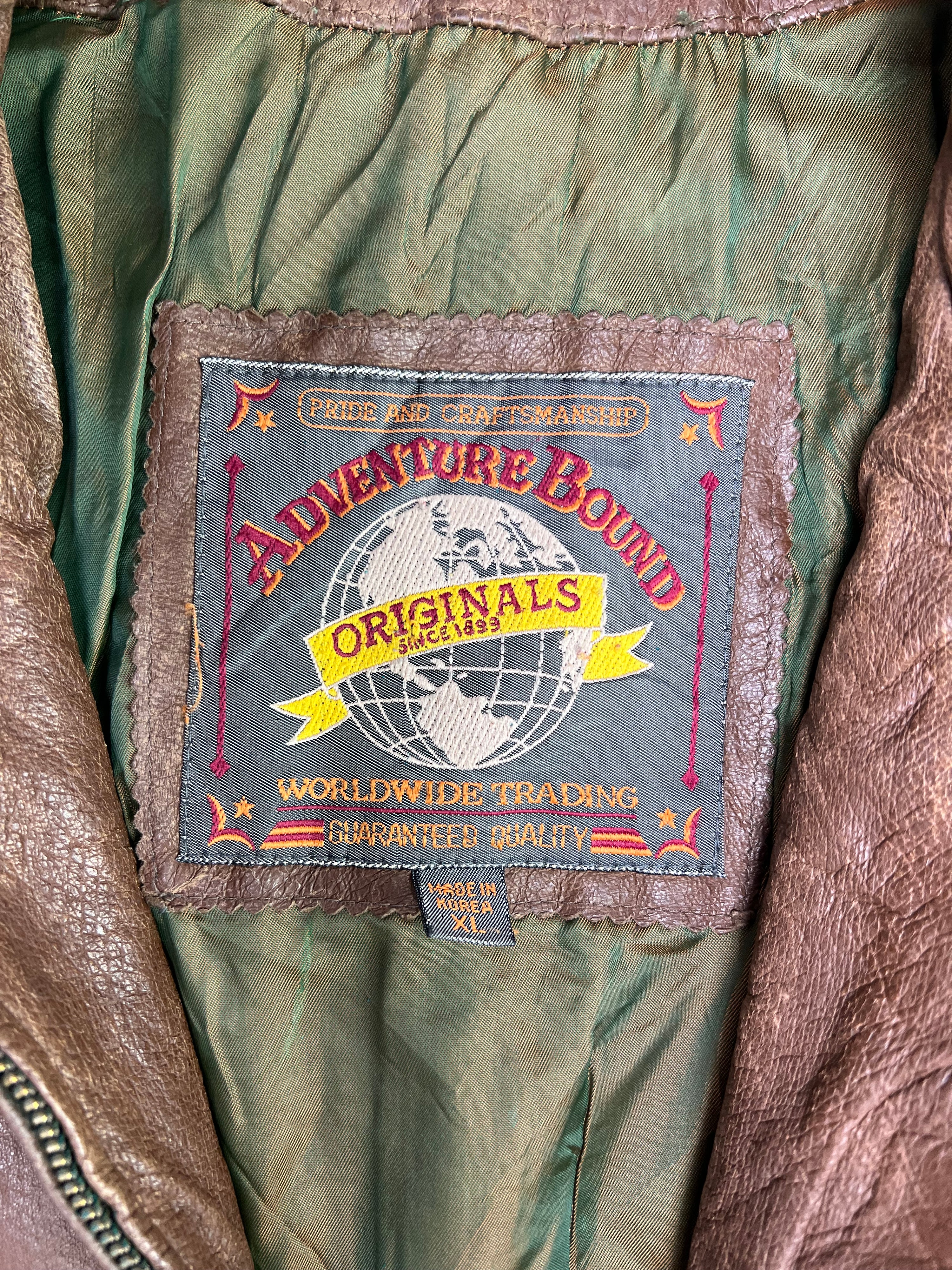 VINTAGE LEATHER BOMBER JACKET BROWN - XL