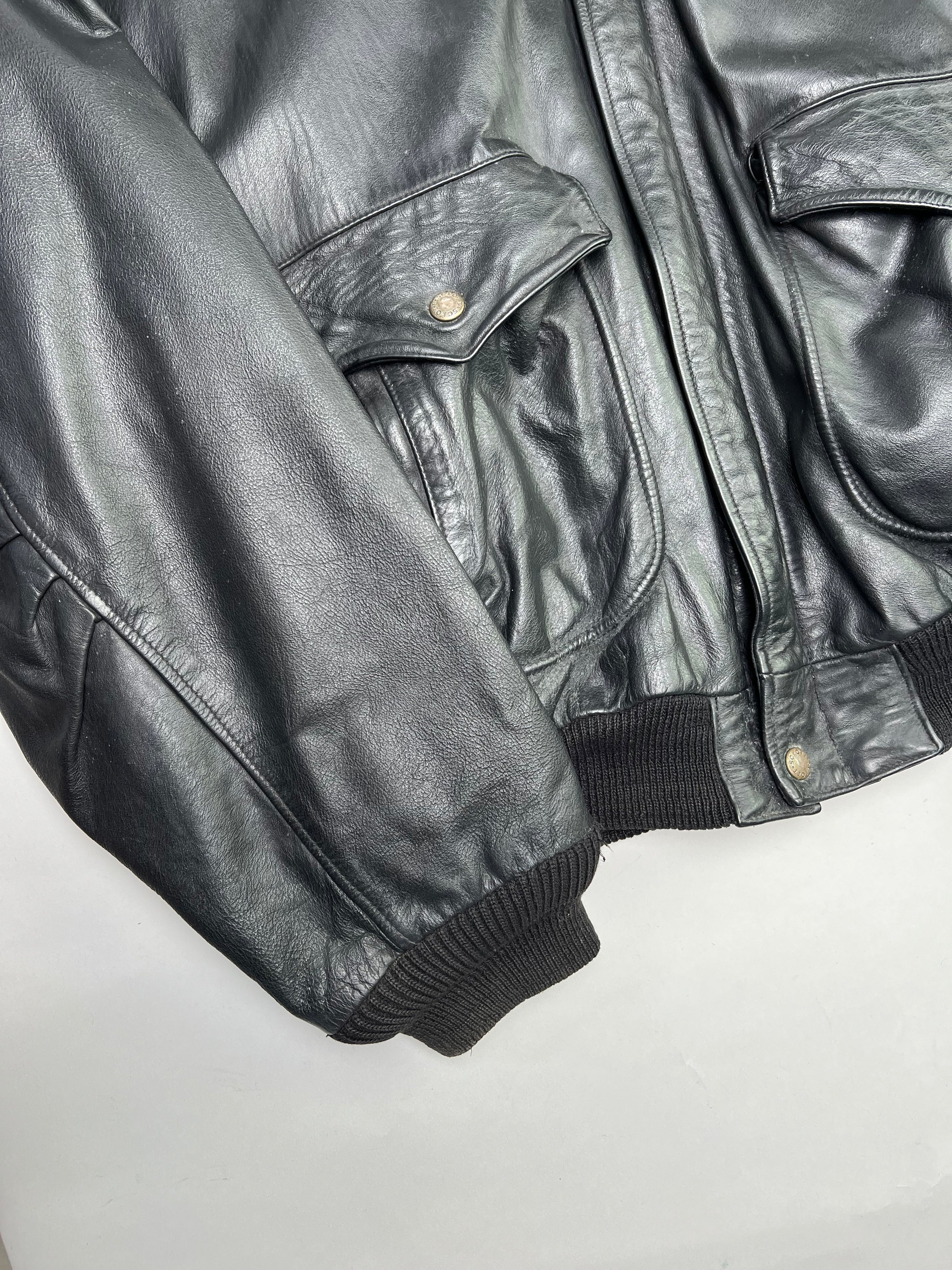 US FORCE LEATHER BOMBER JACKET BLACK - XXL