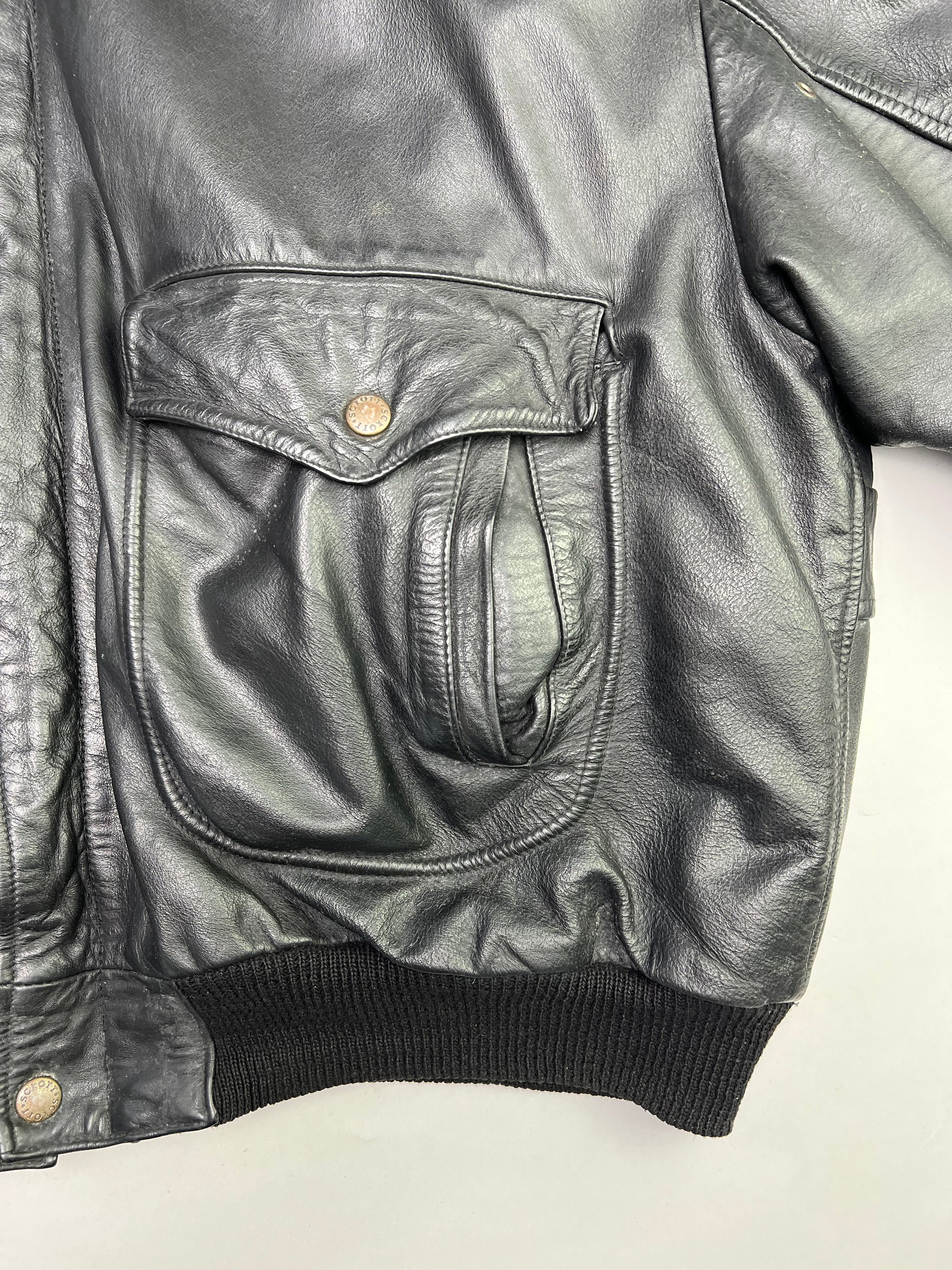 US FORCE LEATHER BOMBER JACKET BLACK - XXL