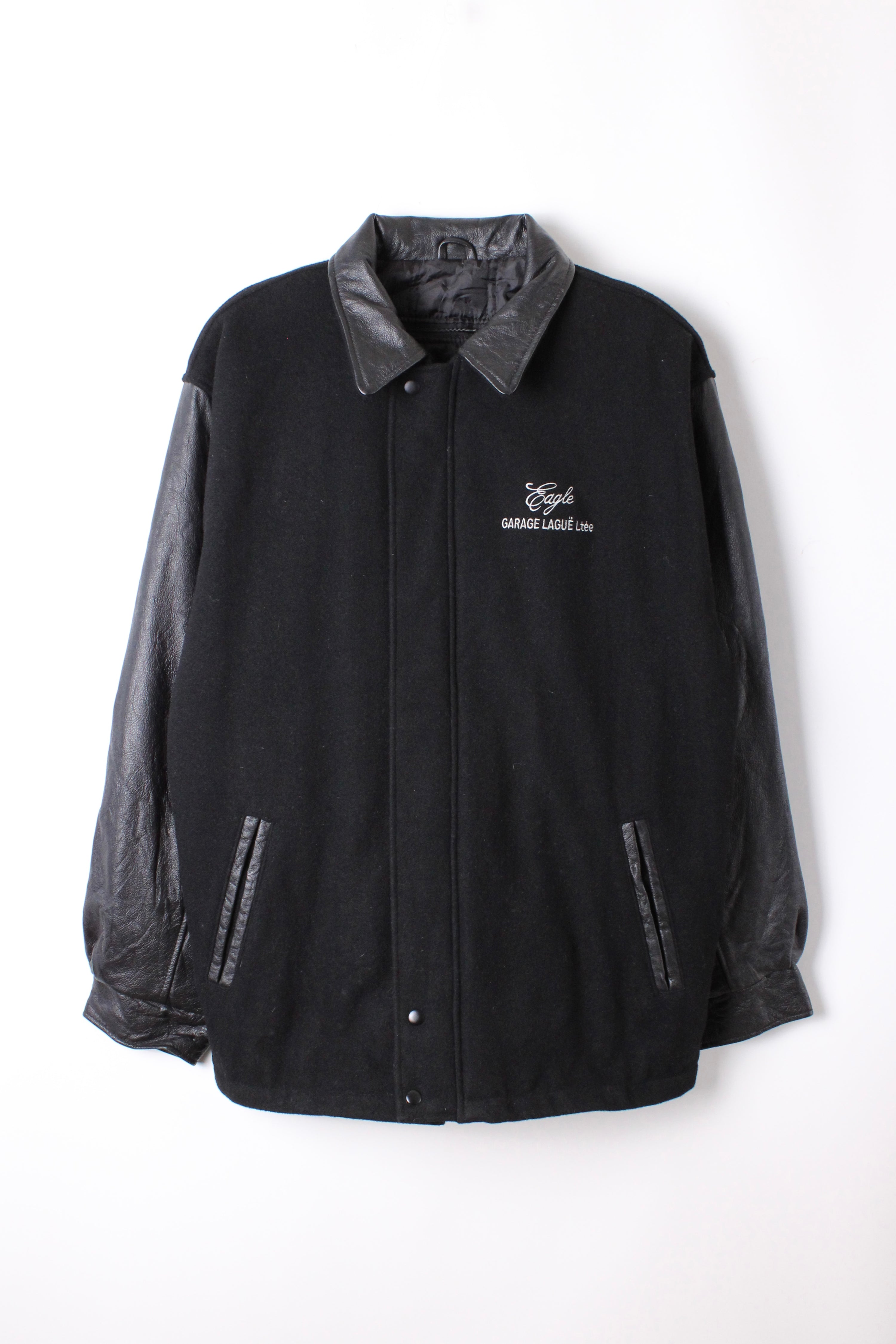 GARAGE LEAGUE VINTAGE VARSITY JACKET BLACK - XL
