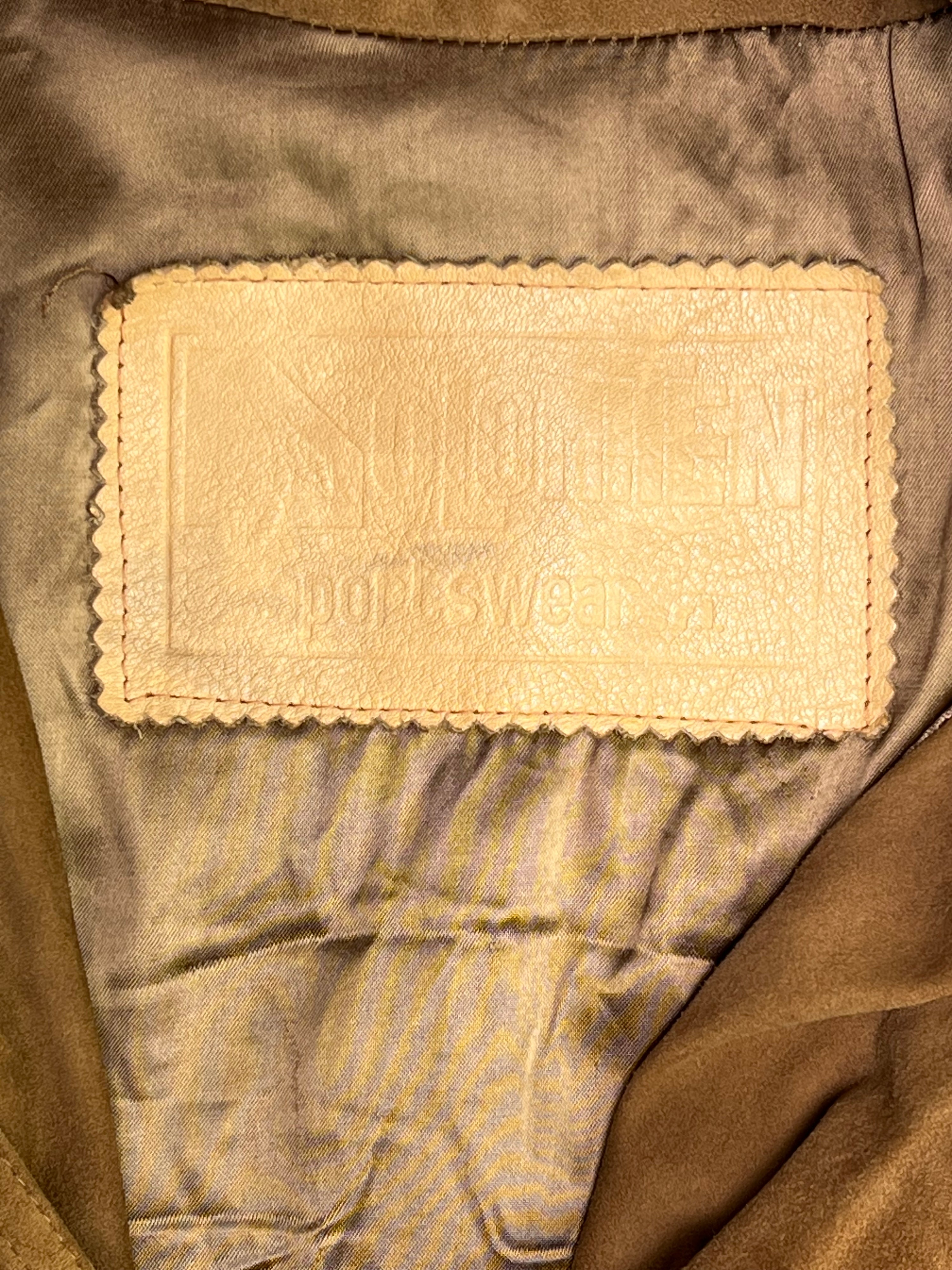 VINTAGE SUEDE BOMBER LEATHER JACKET BROWN - XL/XXL