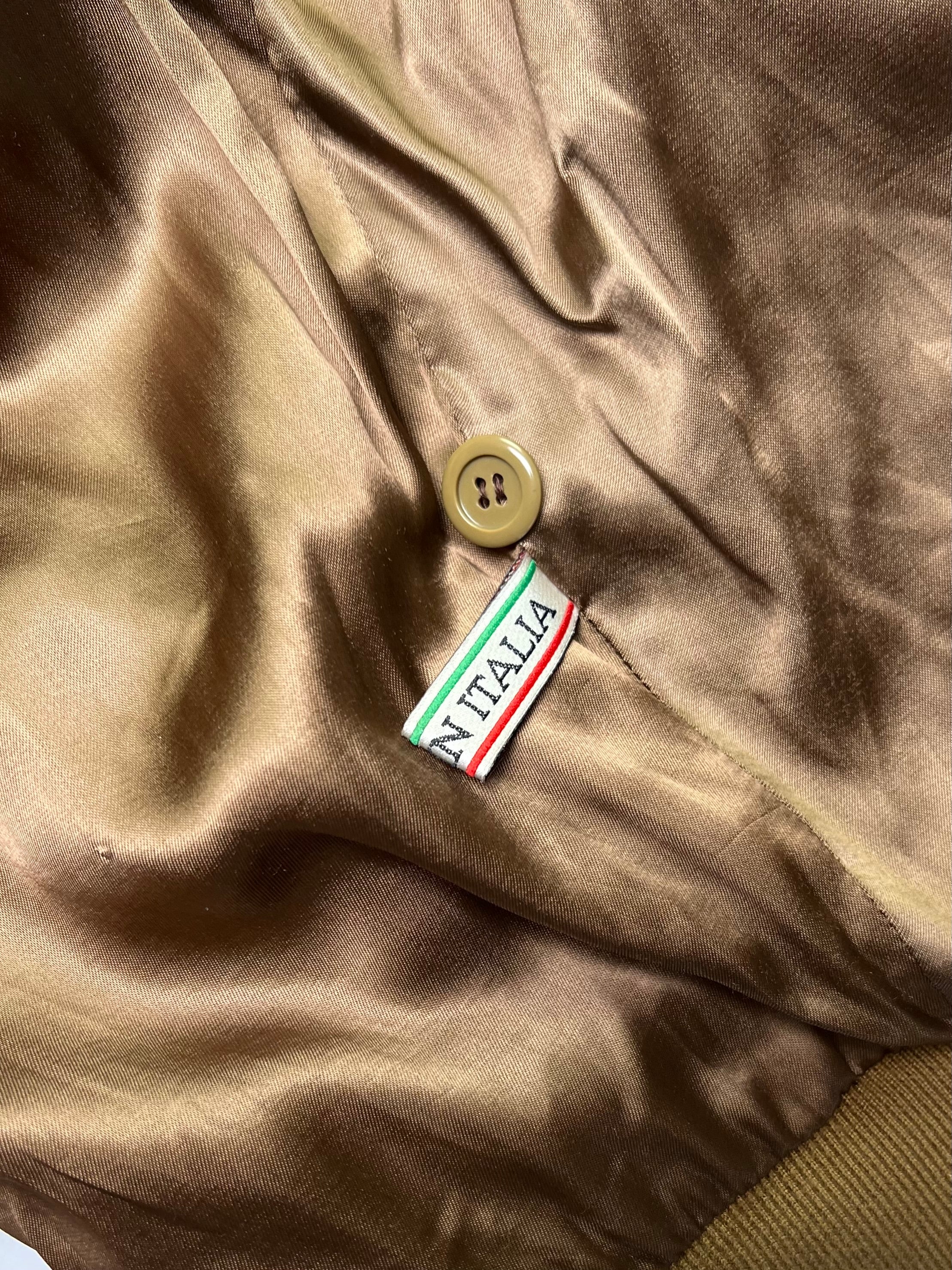 VINTAGE SUEDE BOMBER LEATHER JACKET BROWN - XL/XXL