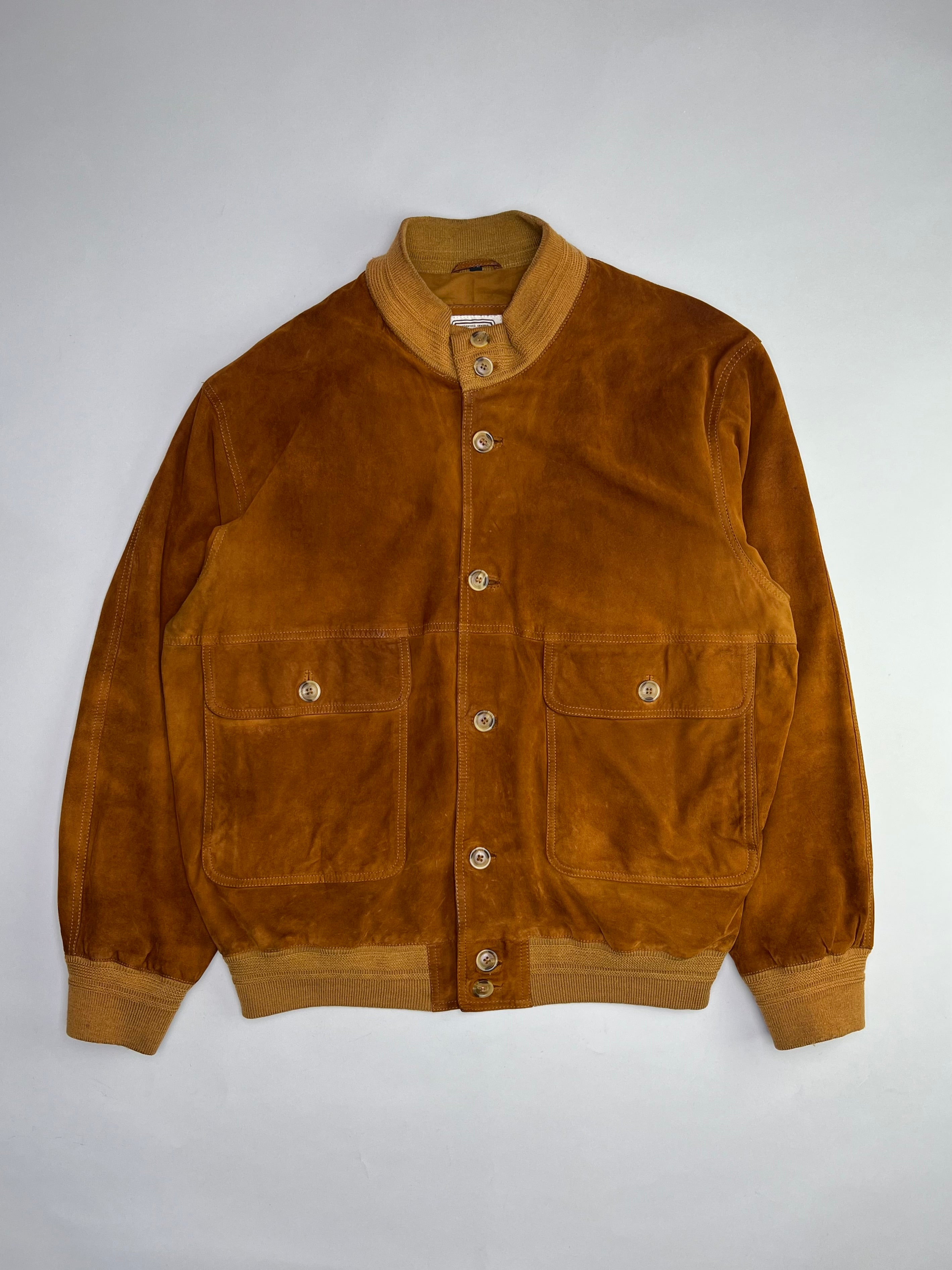 VINTAGE SUEDE BOMBER LEATHER JACKET BROWN - M/L