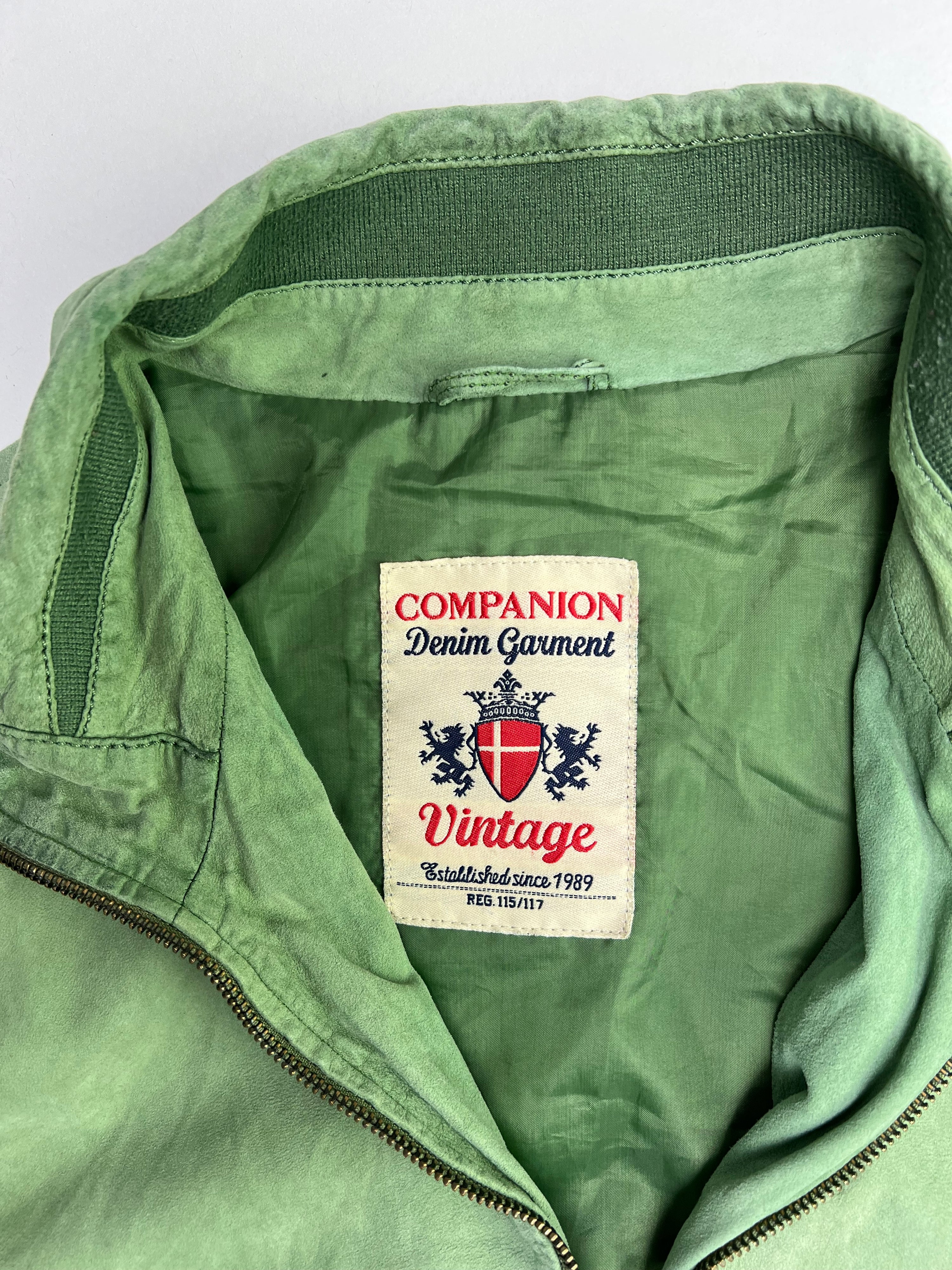 VINTAGE SUEDE BOMBER LEATHER JACKET GREEN - S/M