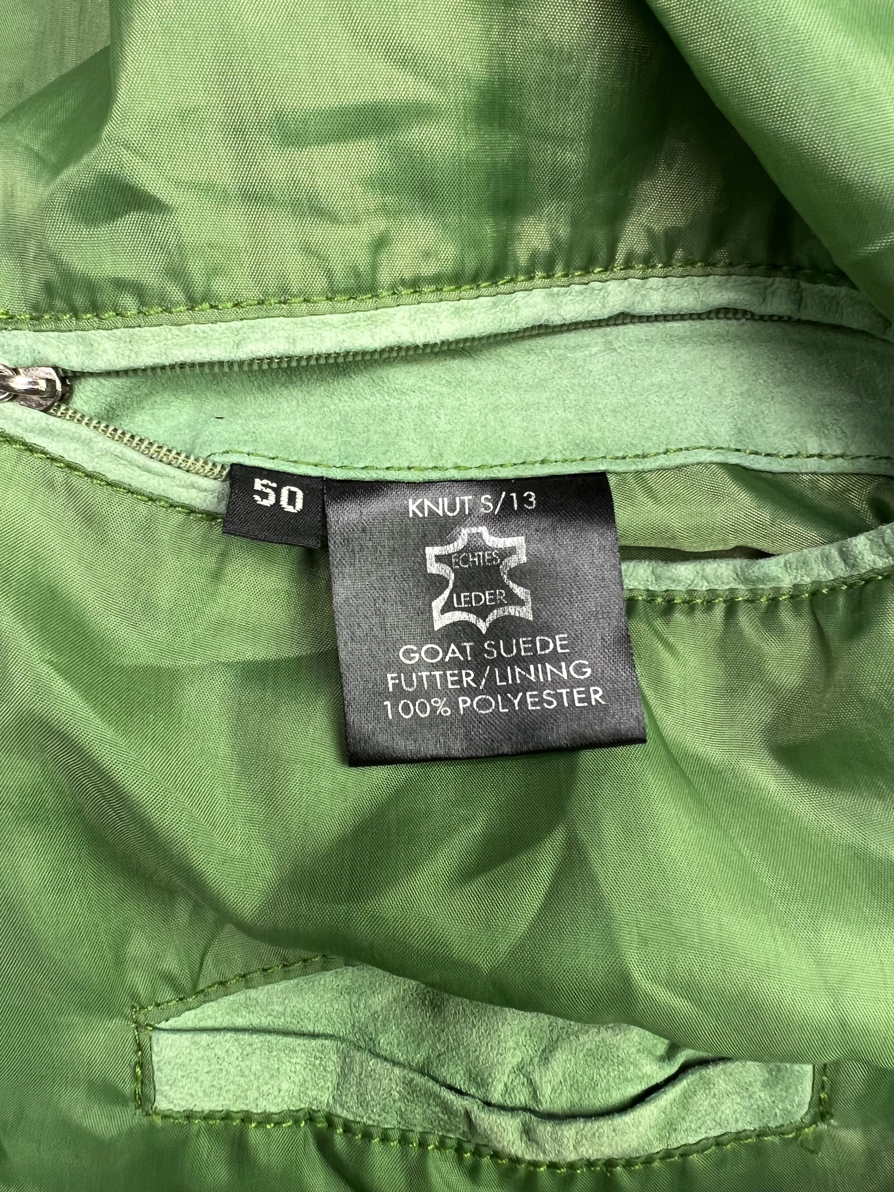 VINTAGE SUEDE BOMBER LEATHER JACKET GREEN - S/M