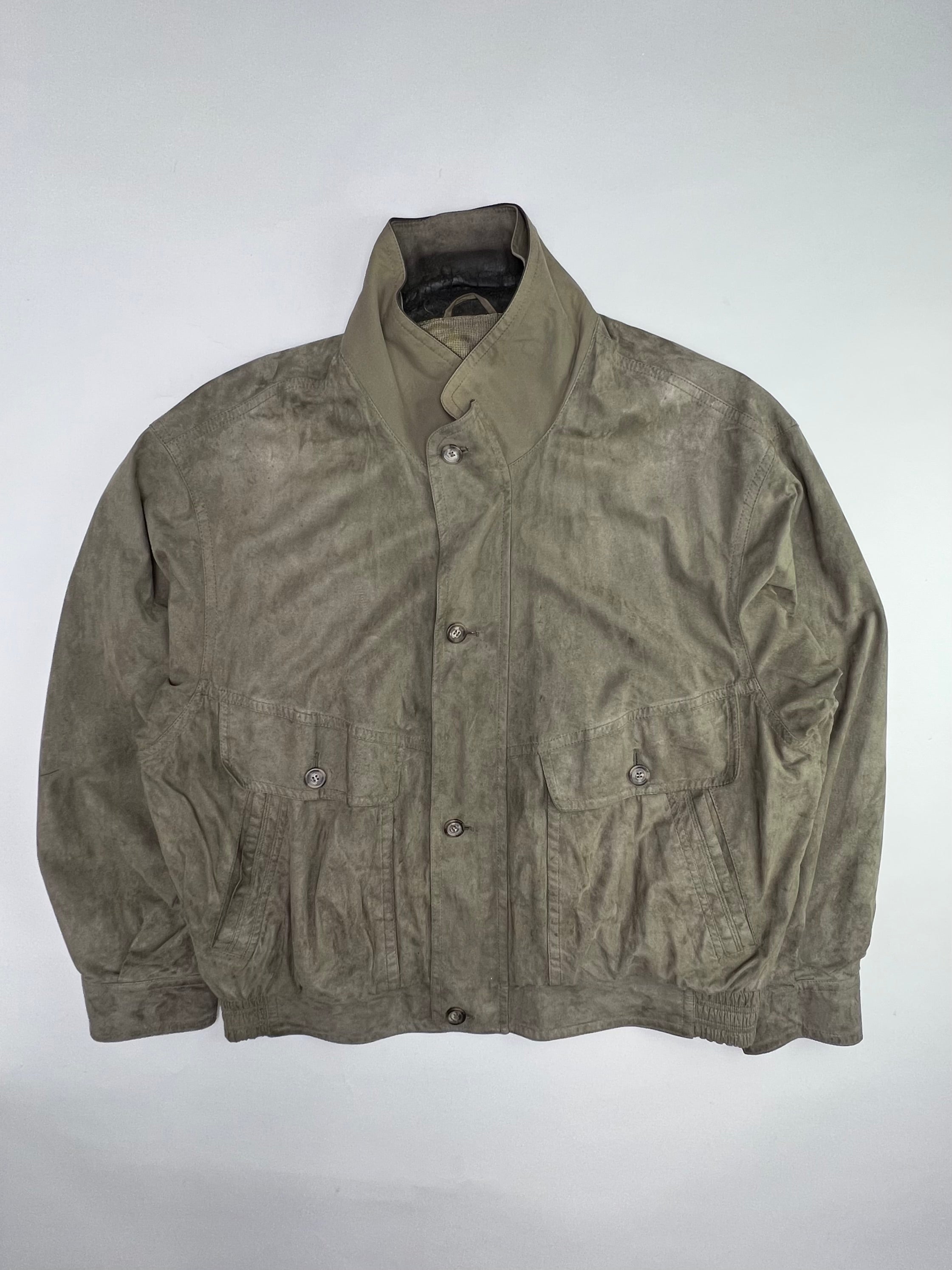 VINTAGE SUEDE BOMBER JACKET WITH POLYURETHANE COATING GREY - L/XL