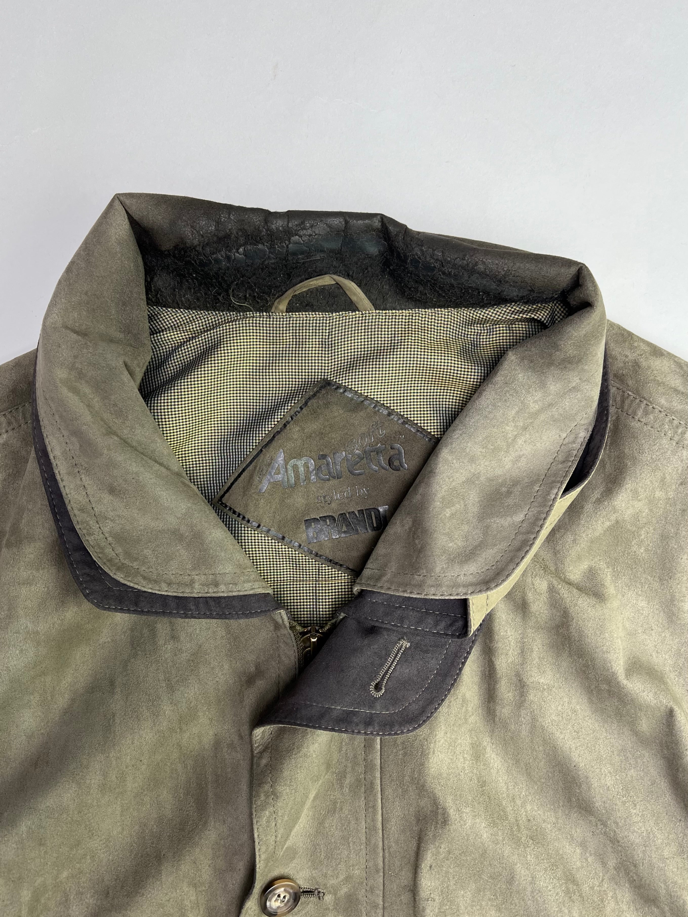 VINTAGE SUEDE BOMBER JACKET WITH POLYURETHANE COATING GREY - L/XL