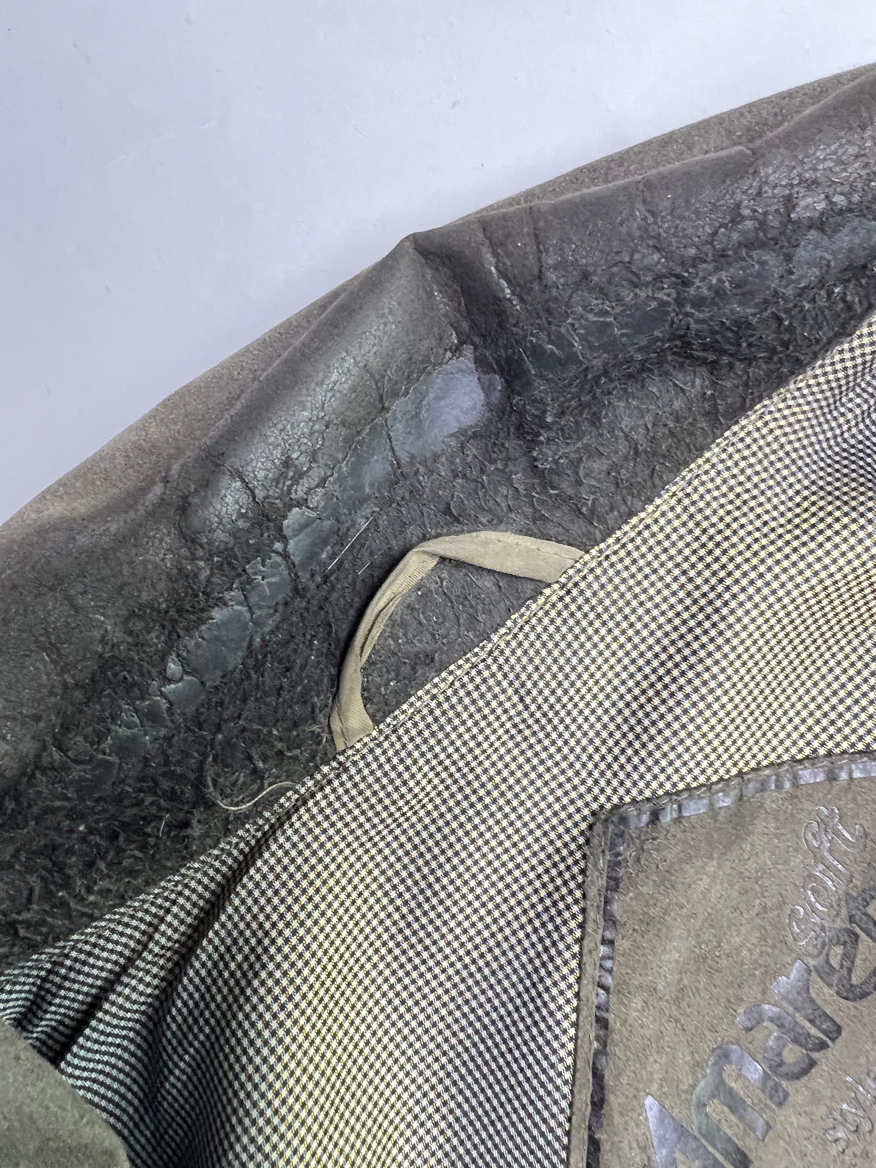 VINTAGE SUEDE BOMBER JACKET WITH POLYURETHANE COATING GREY - L/XL