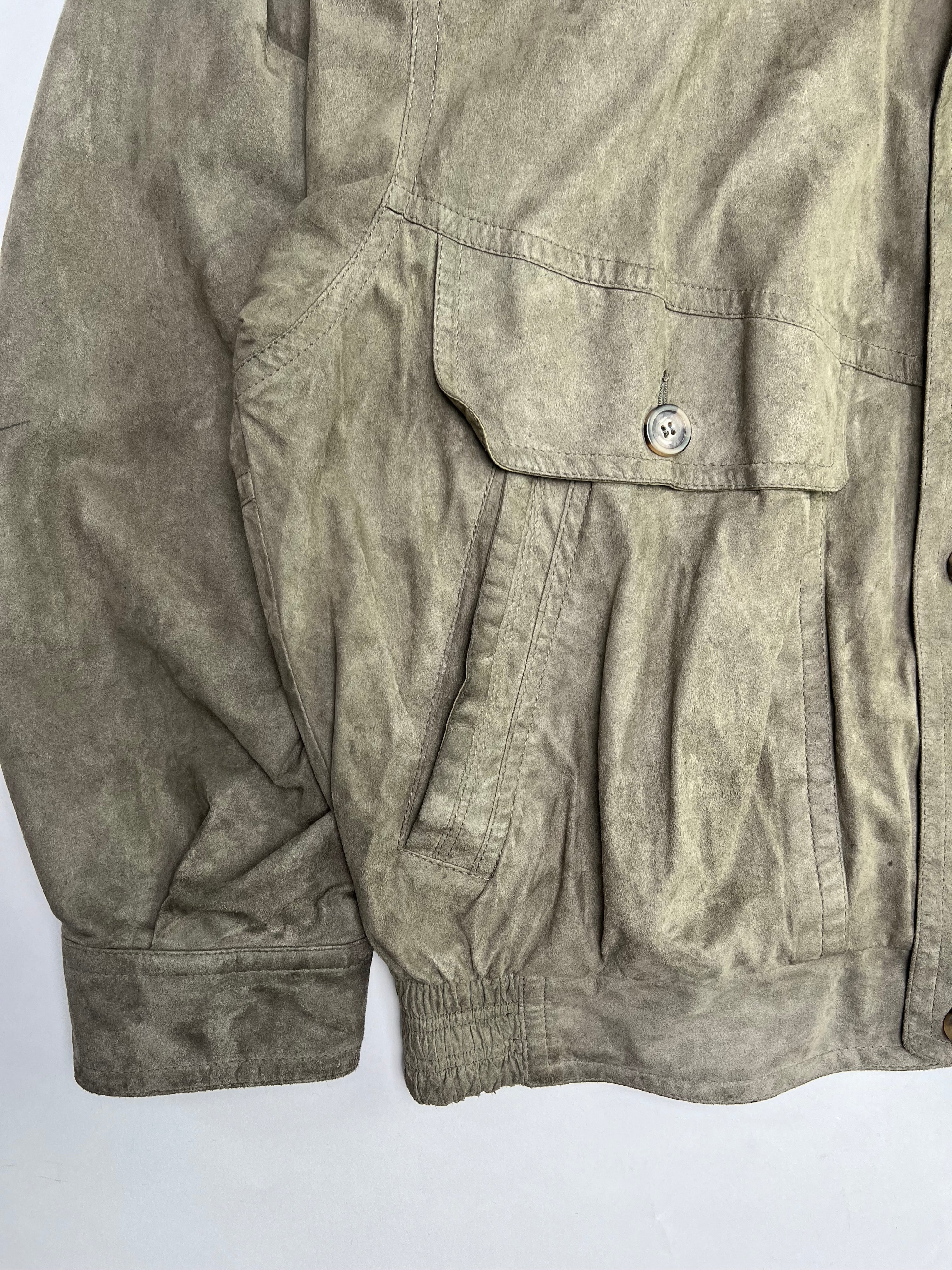 VINTAGE SUEDE BOMBER JACKET WITH POLYURETHANE COATING GREY - L/XL
