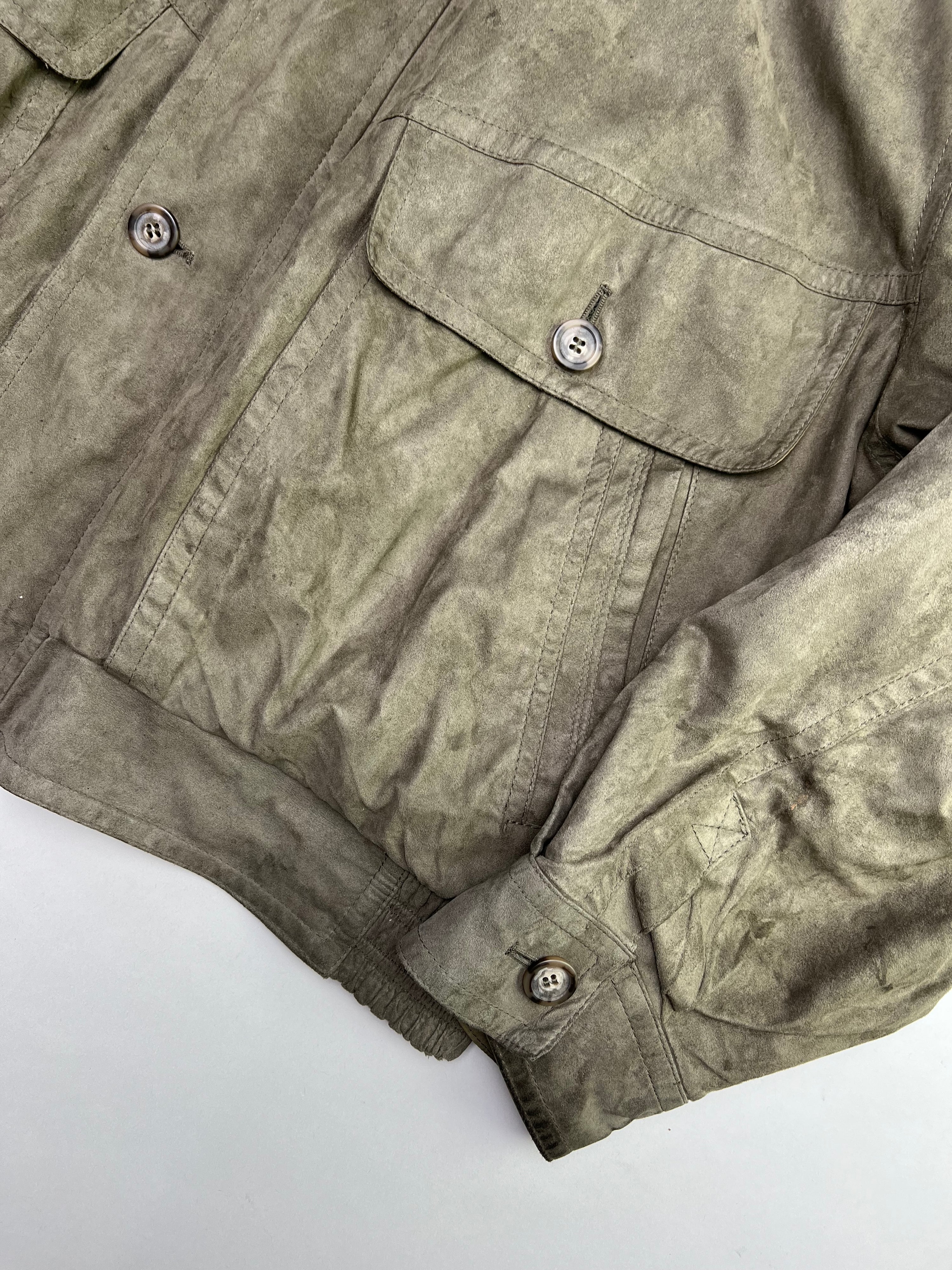 VINTAGE SUEDE BOMBER JACKET WITH POLYURETHANE COATING GREY - L/XL