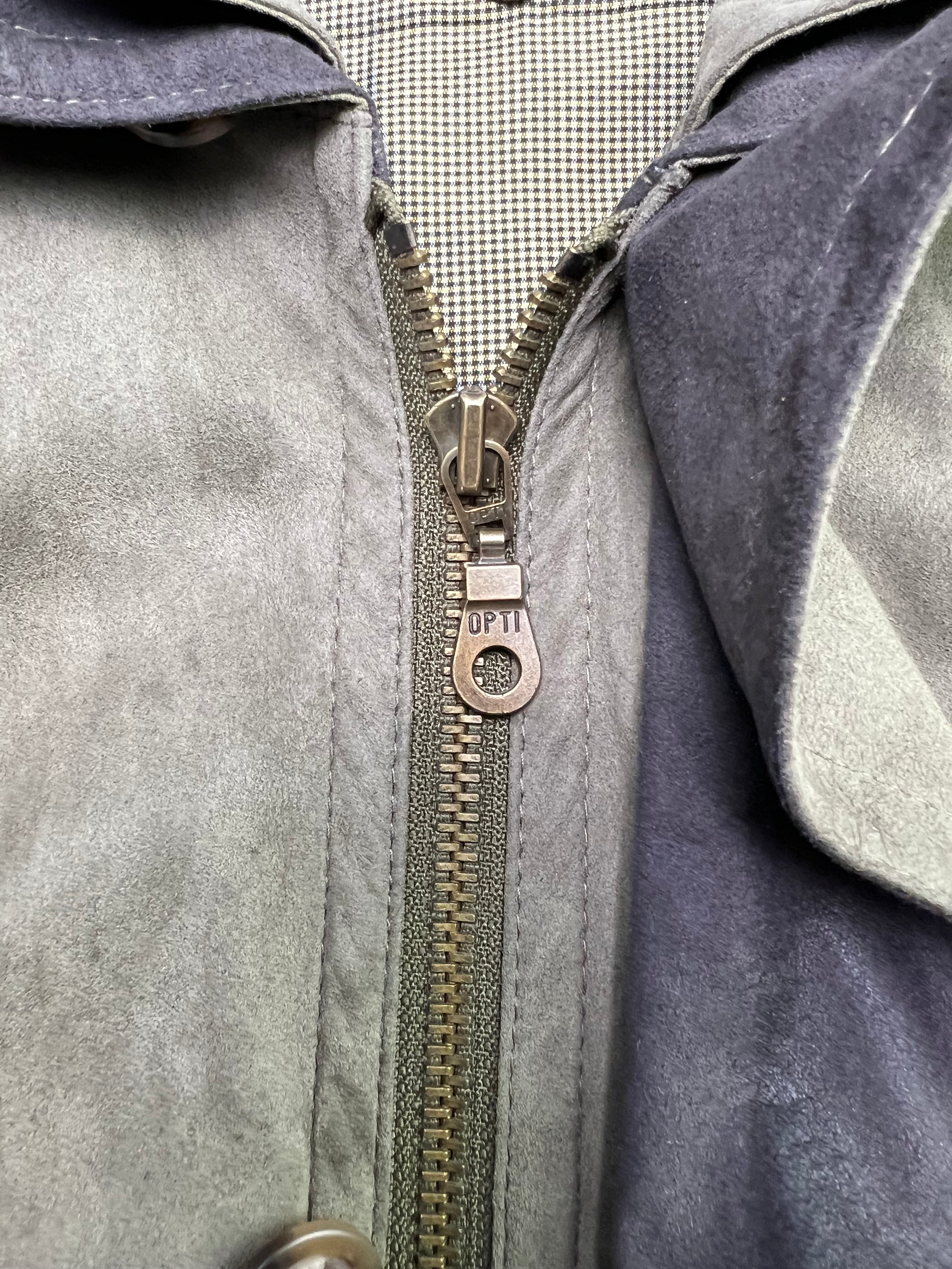 VINTAGE SUEDE BOMBER JACKET WITH POLYURETHANE COATING GREY - L/XL