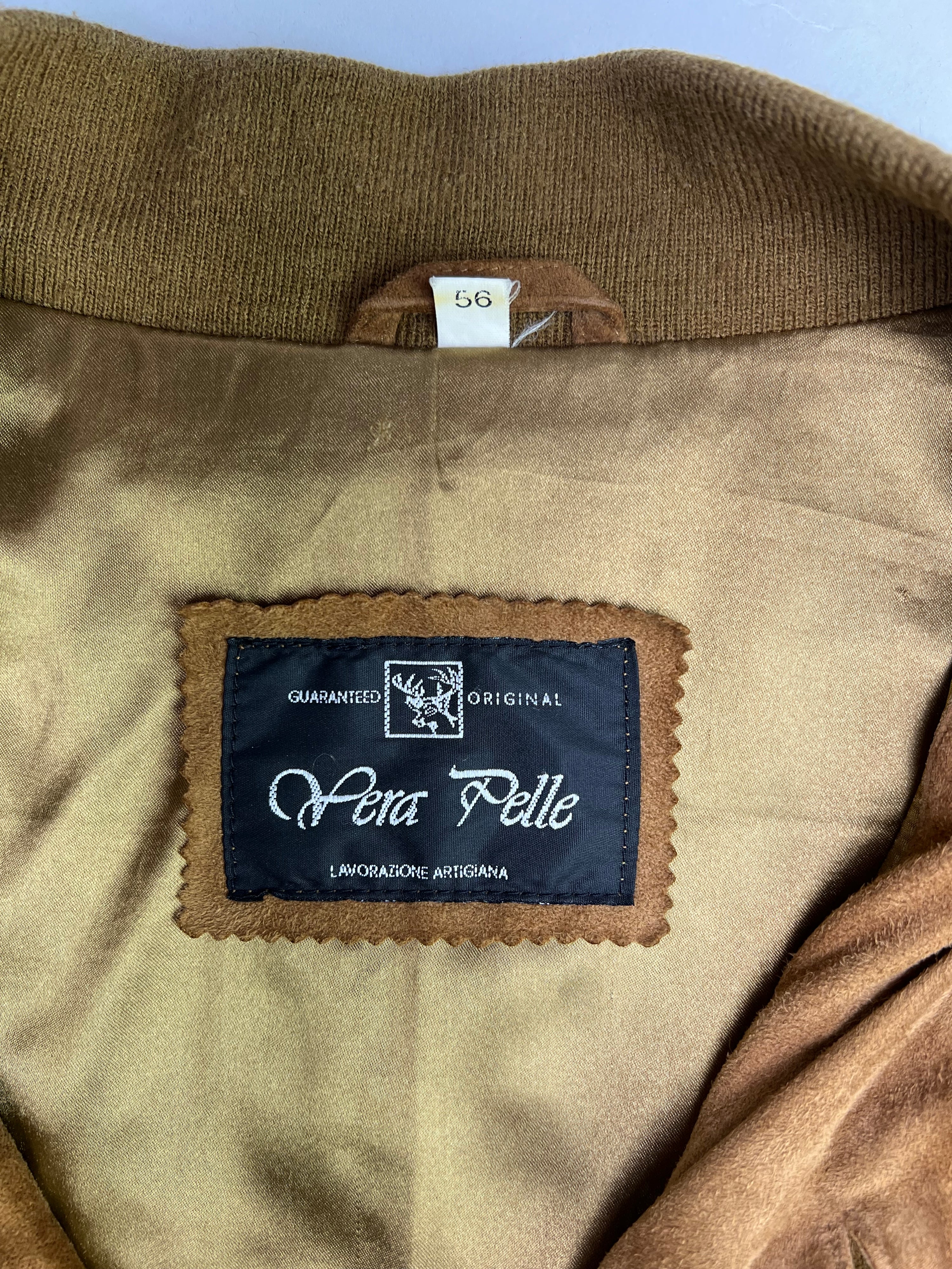 VINTAGE SUEDE BOMBER LEATHER JACKET BROWN - XL/XXL