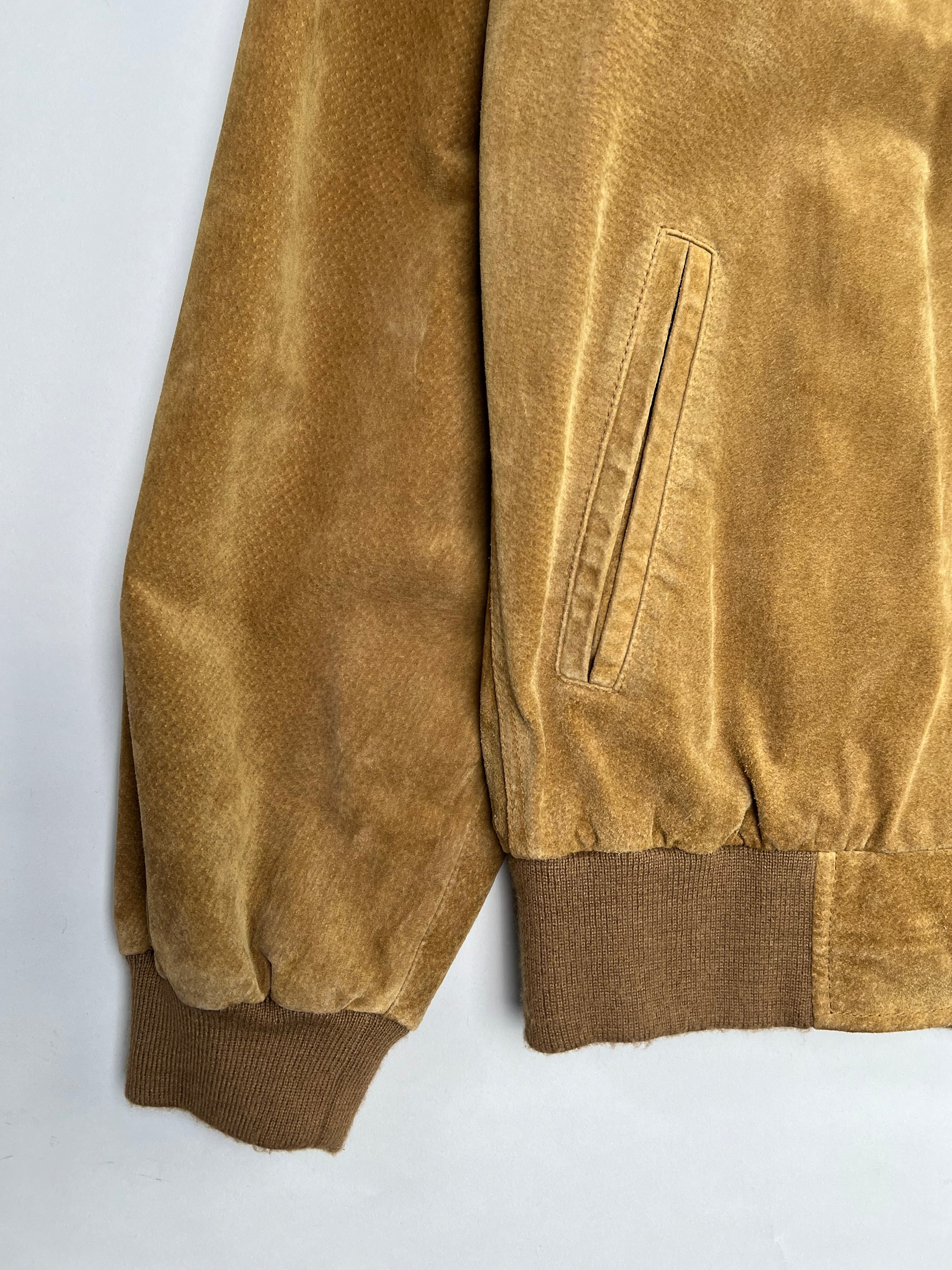VINTAGE SUEDE BOMBER LEATHER JACKET BROWN - XL/XXL