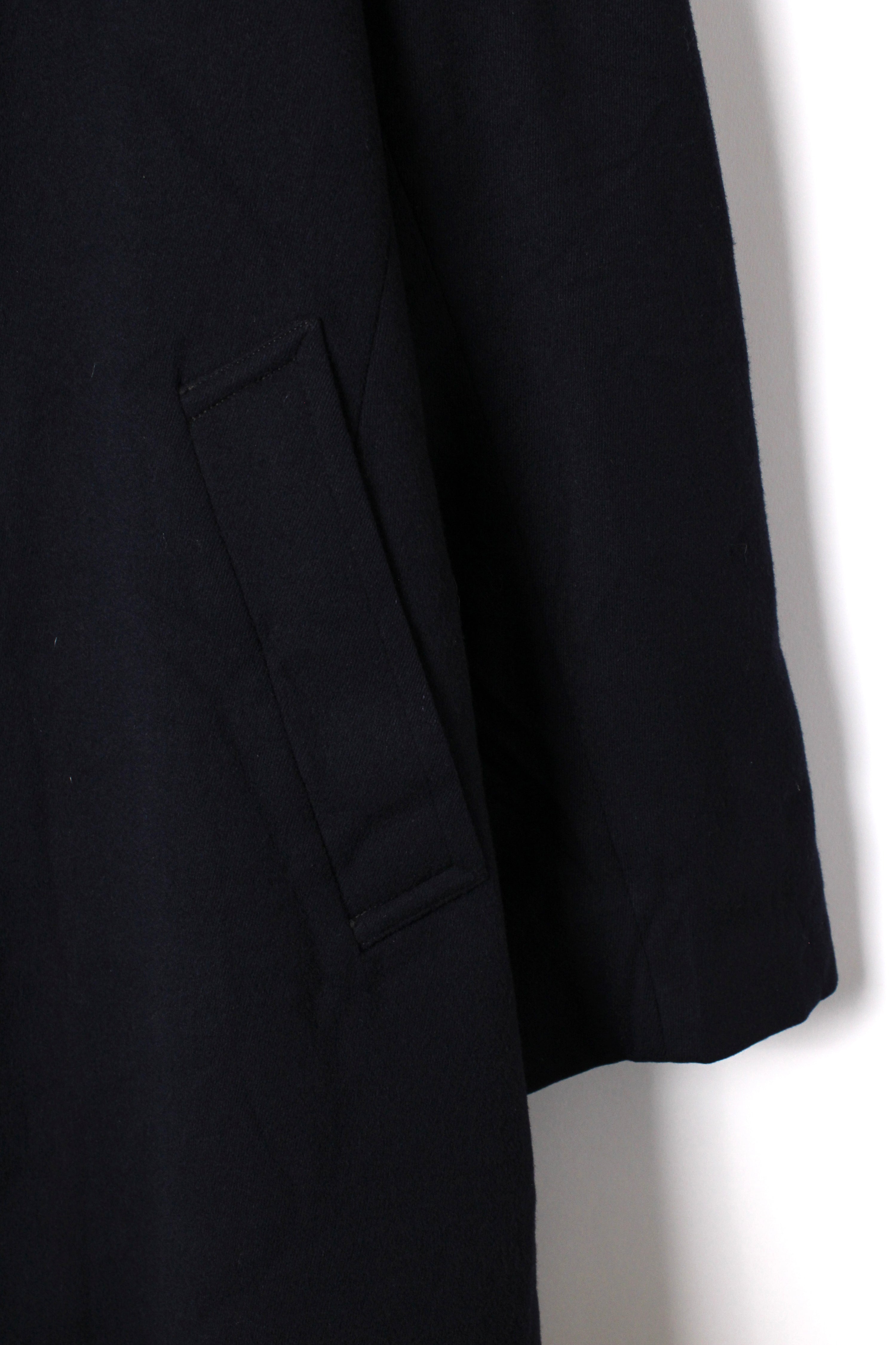 AQUASCUTUM VINTAGE WOOL COAT NAVY BLUE - L/XL