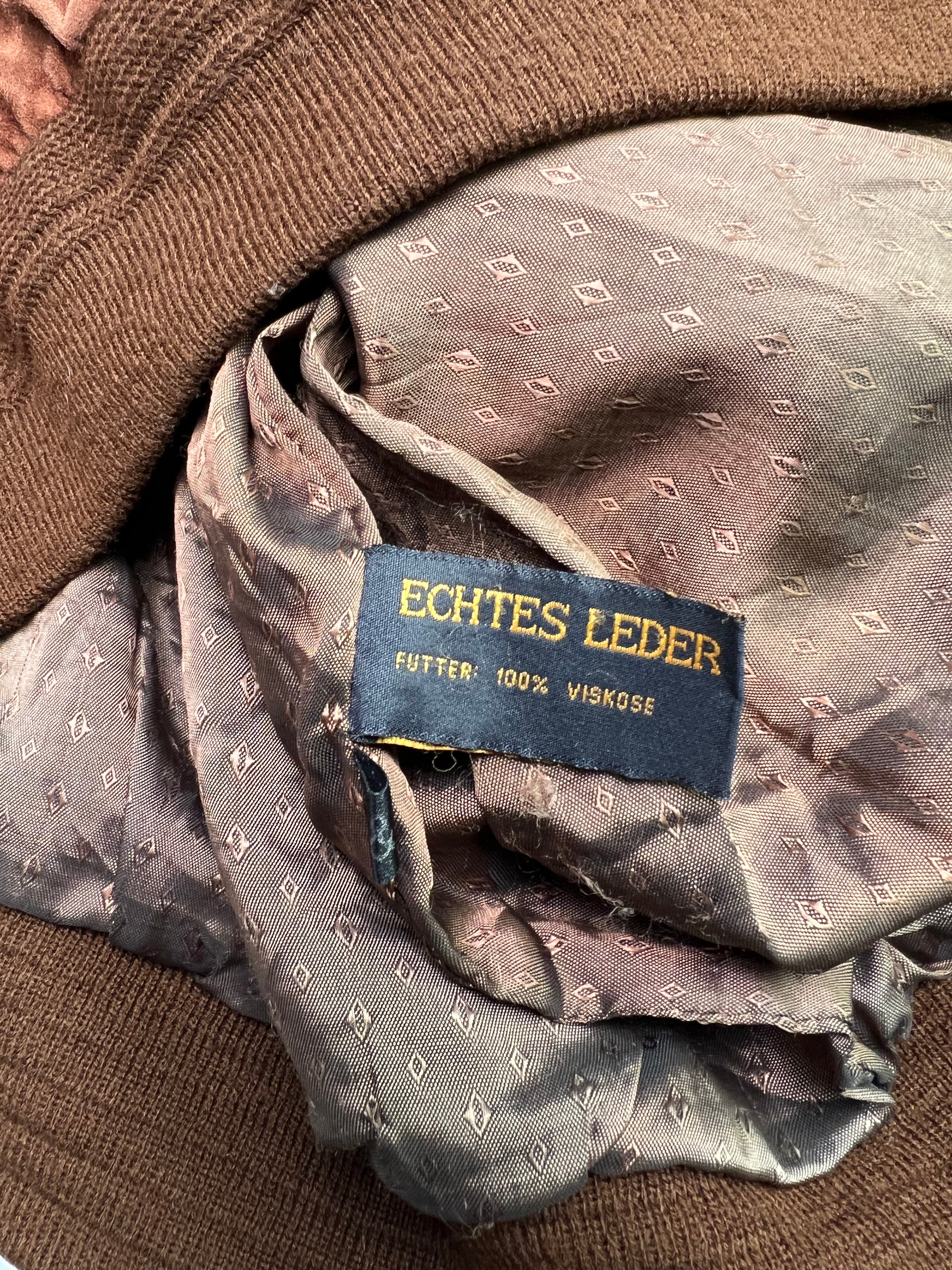 VINTAGE SUEDE BOMBER LEATHER JACKET BROWN - XL